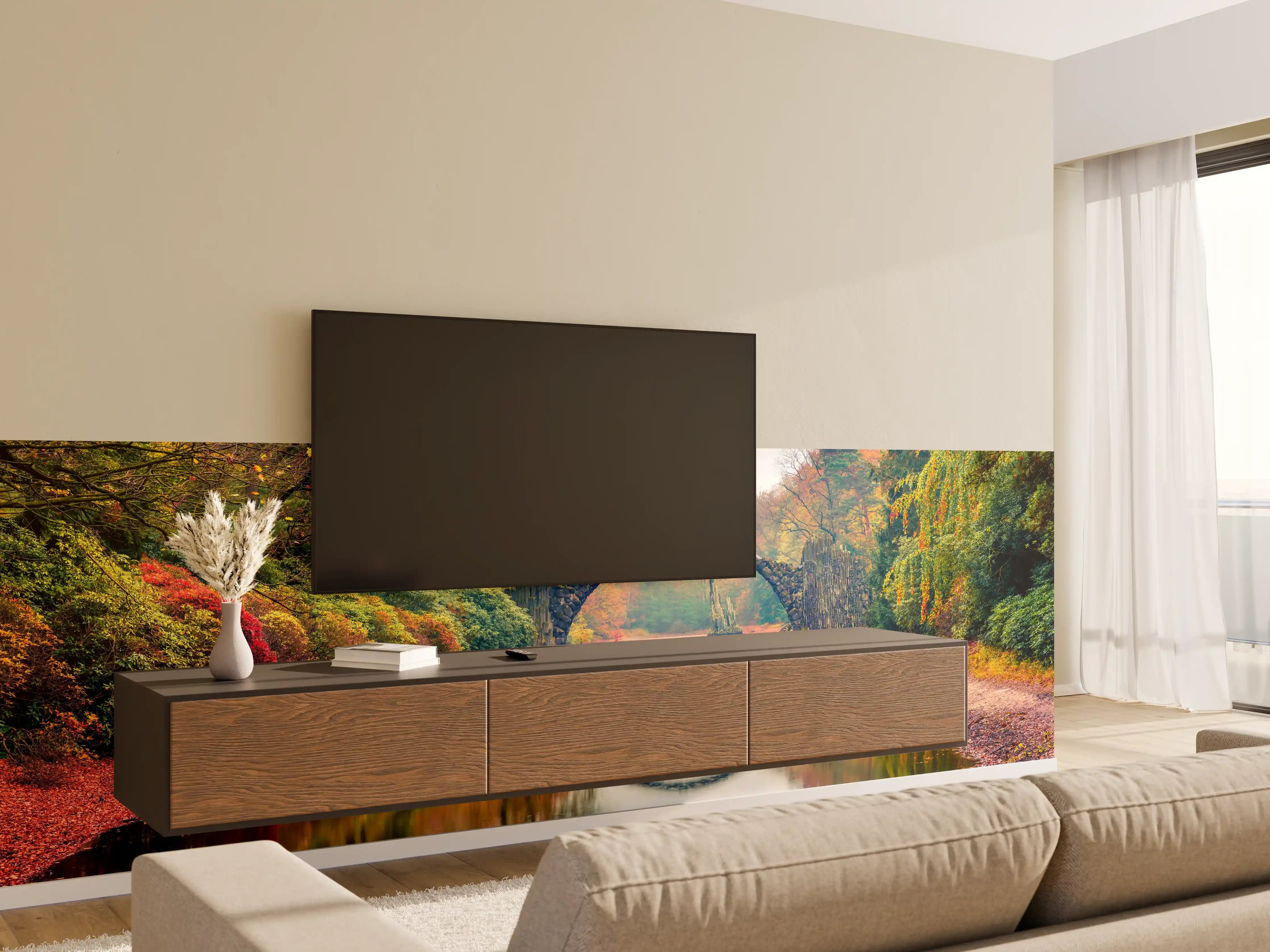 Wandverkleidung Wohnzimmer - Wunderschöner Blick auf Azaleen
