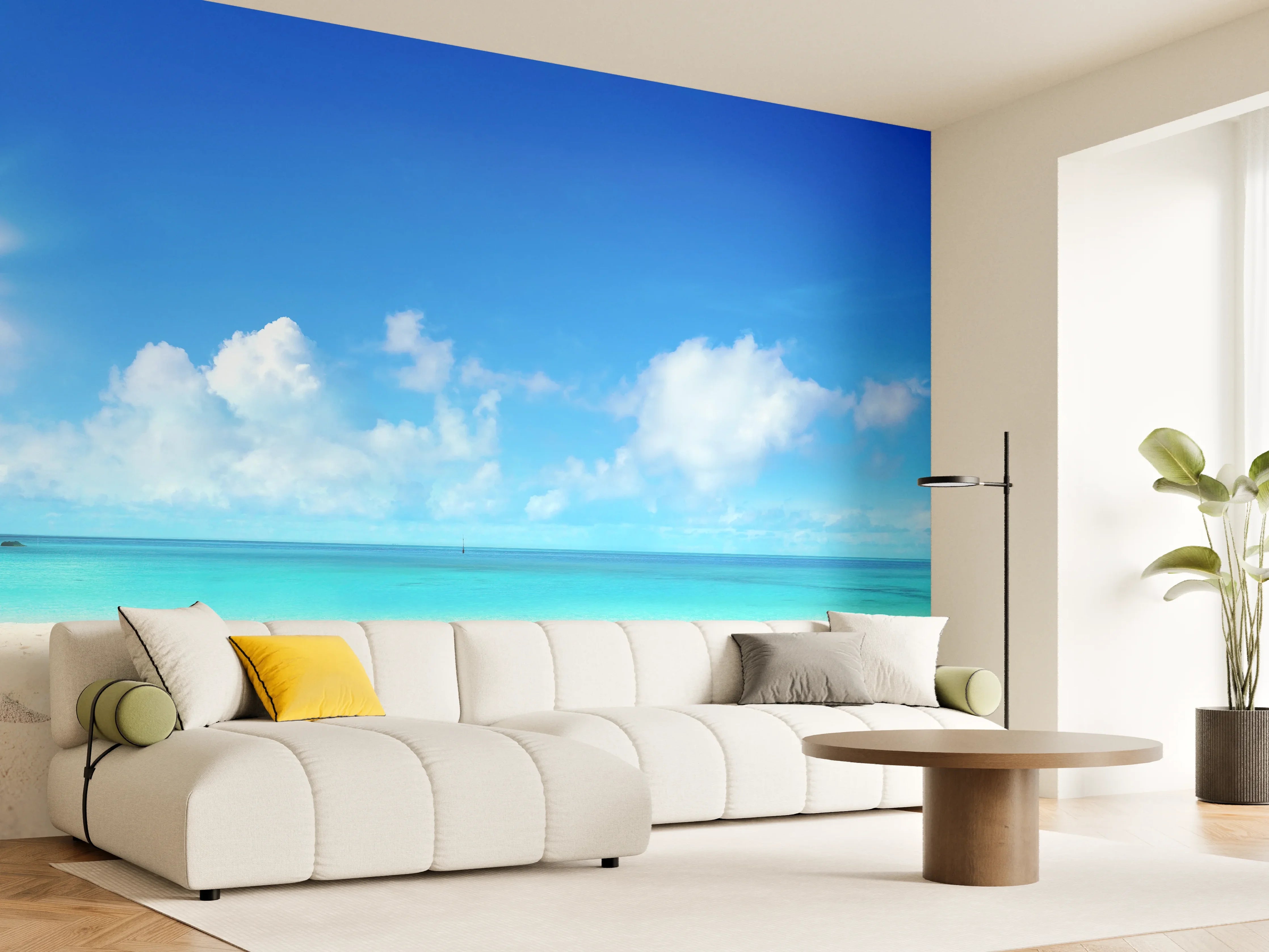 Wandverkleidung Wohnzimmer - Wunderschöner Strand mit hellem Sand