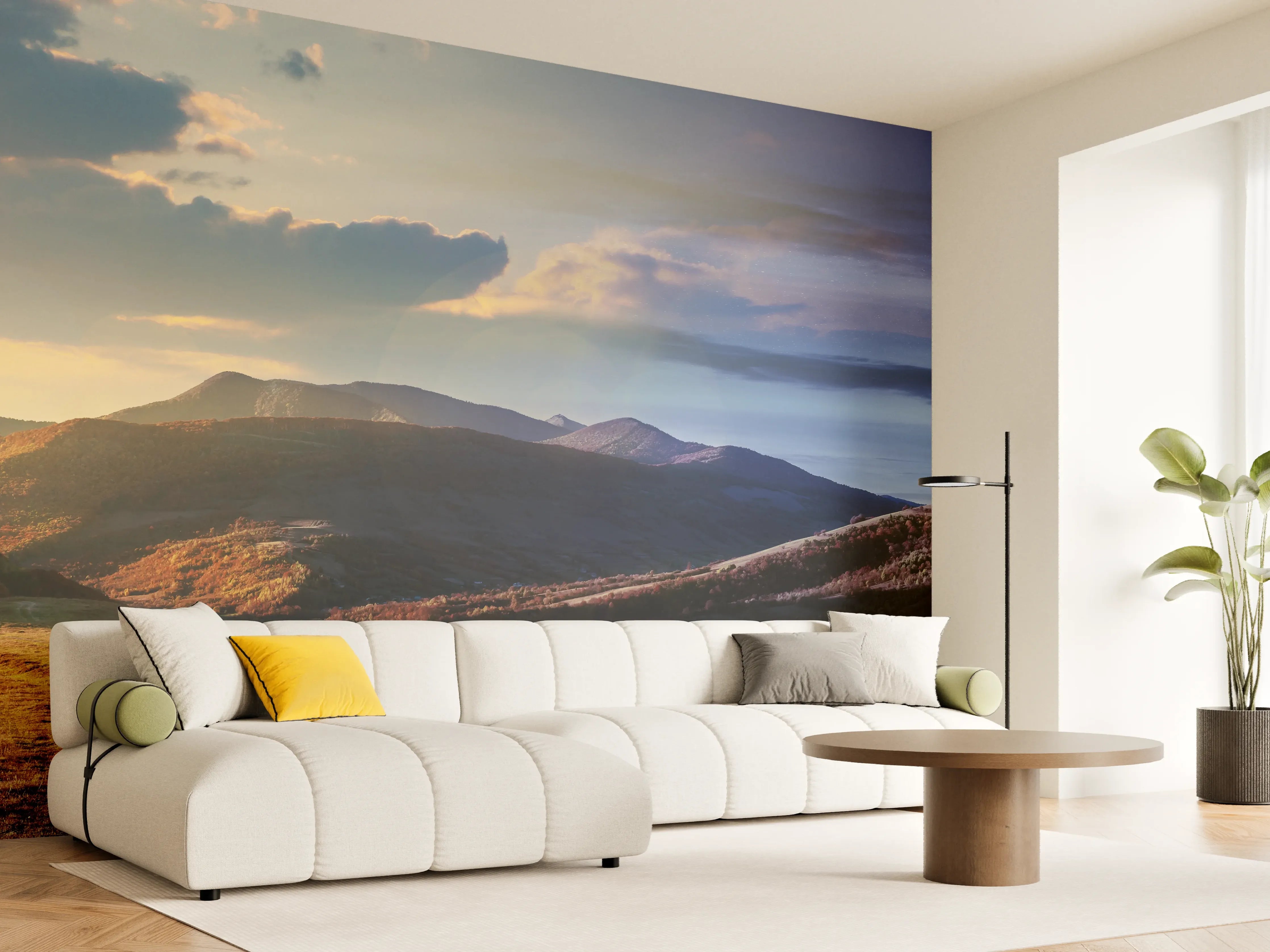 Wandverkleidung Wohnzimmer - Wunderschönes Panorama eines Bergkamms