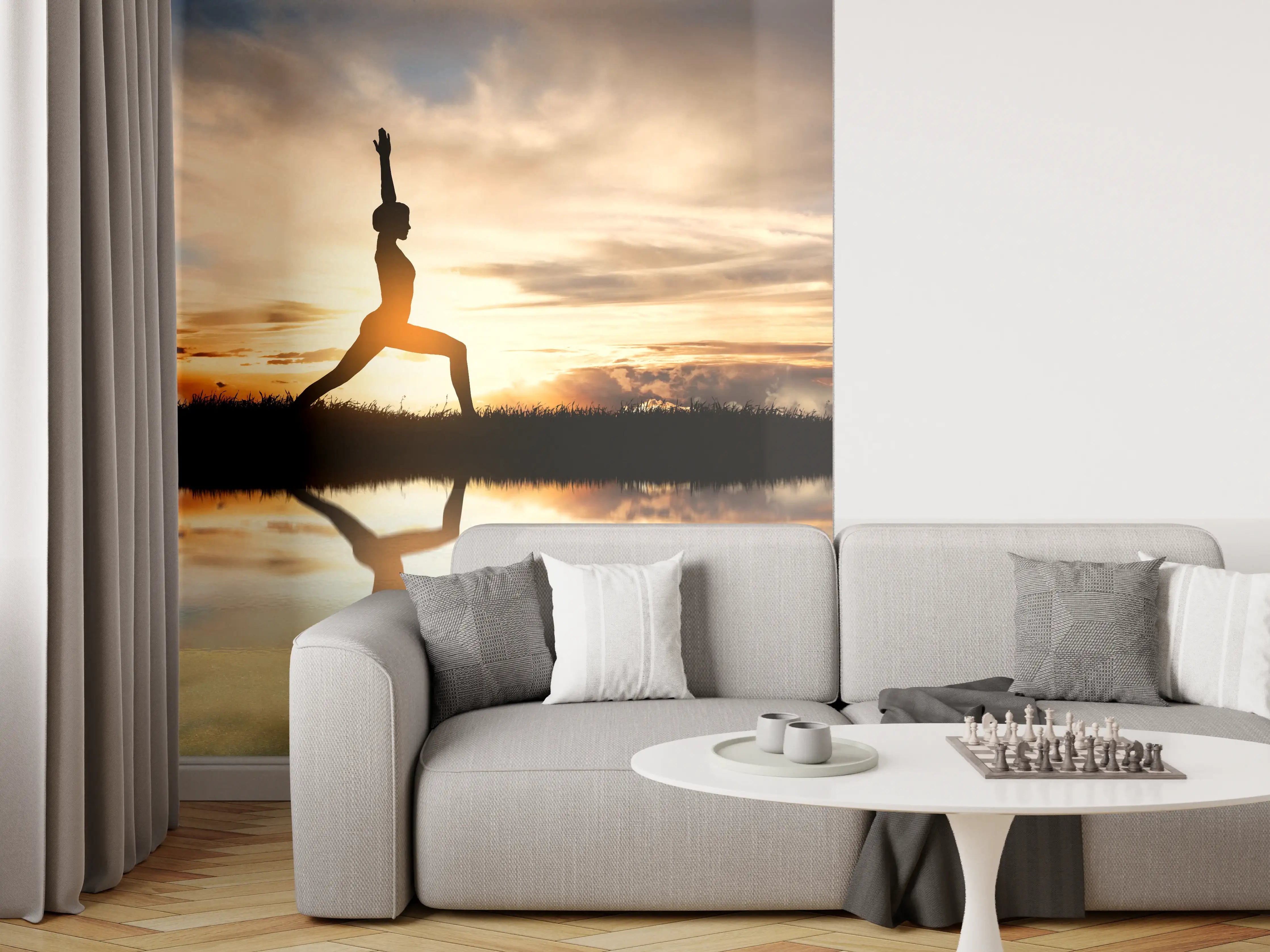 Wandverkleidung Wohnzimmer - Yoga praktizierendes Mädchen