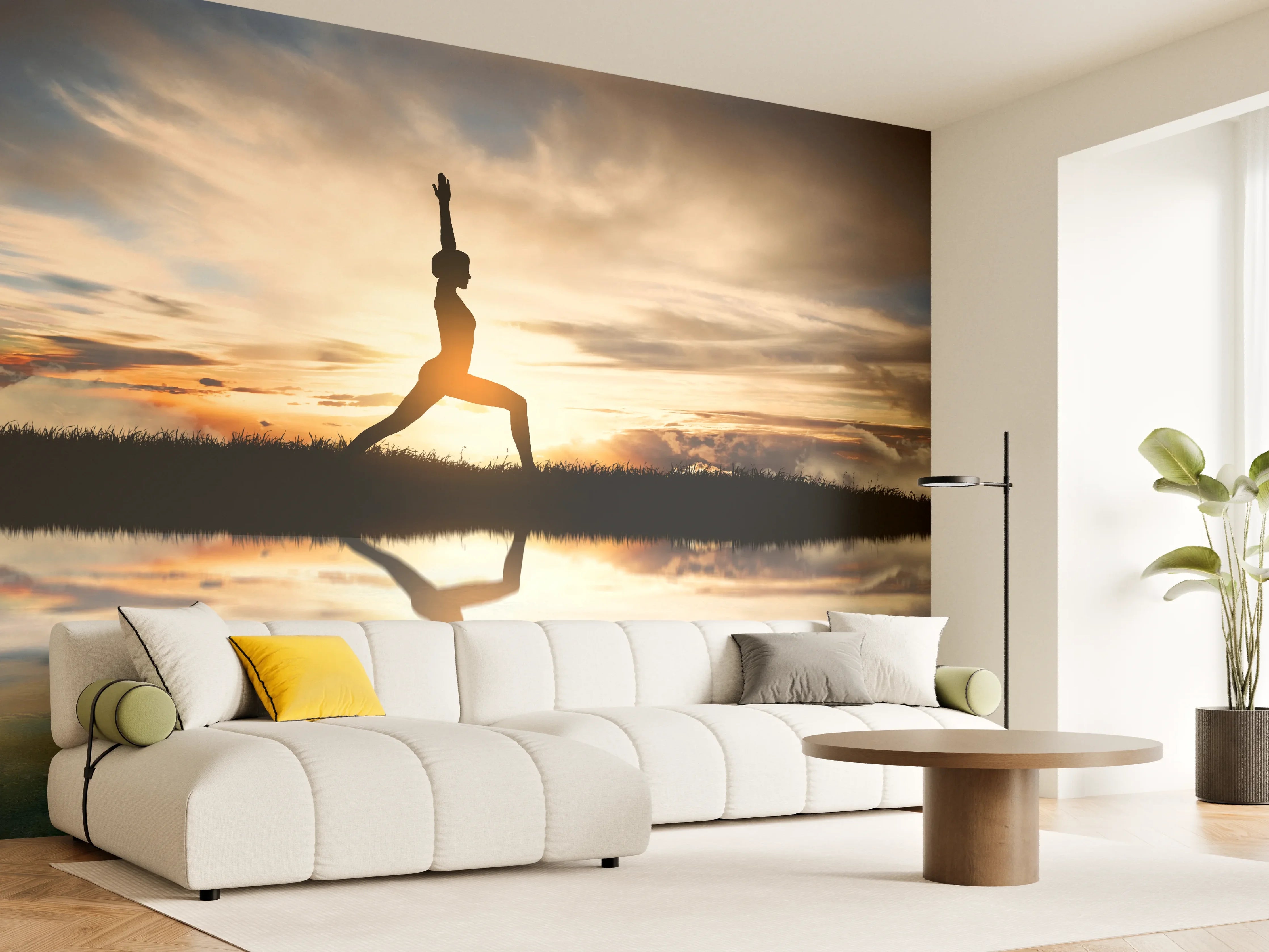 Wandverkleidung Wohnzimmer - Yoga praktizierendes Mädchen