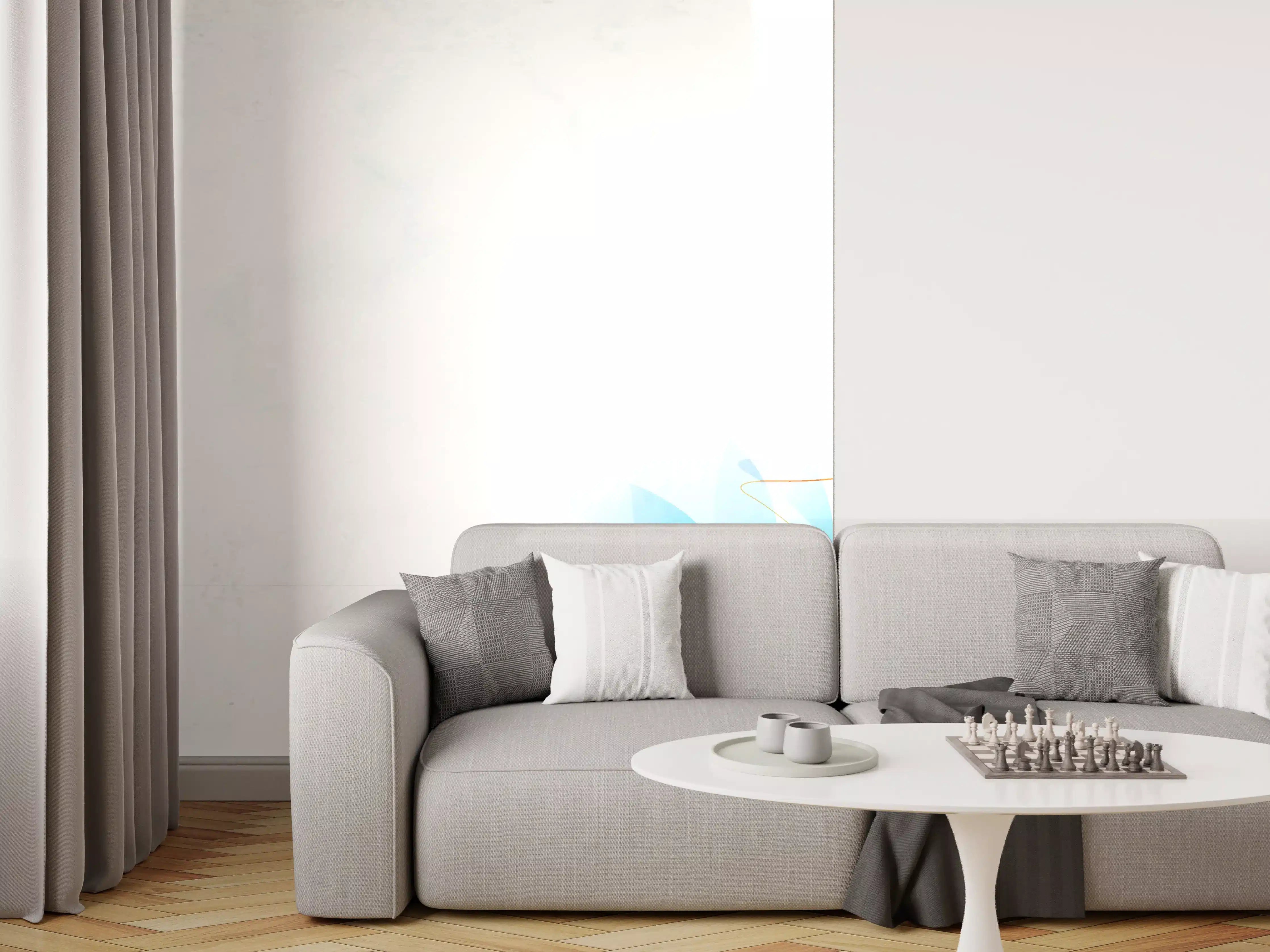 Wandverkleidung Wohnzimmer - Zarte Blaue Blumen Illustration