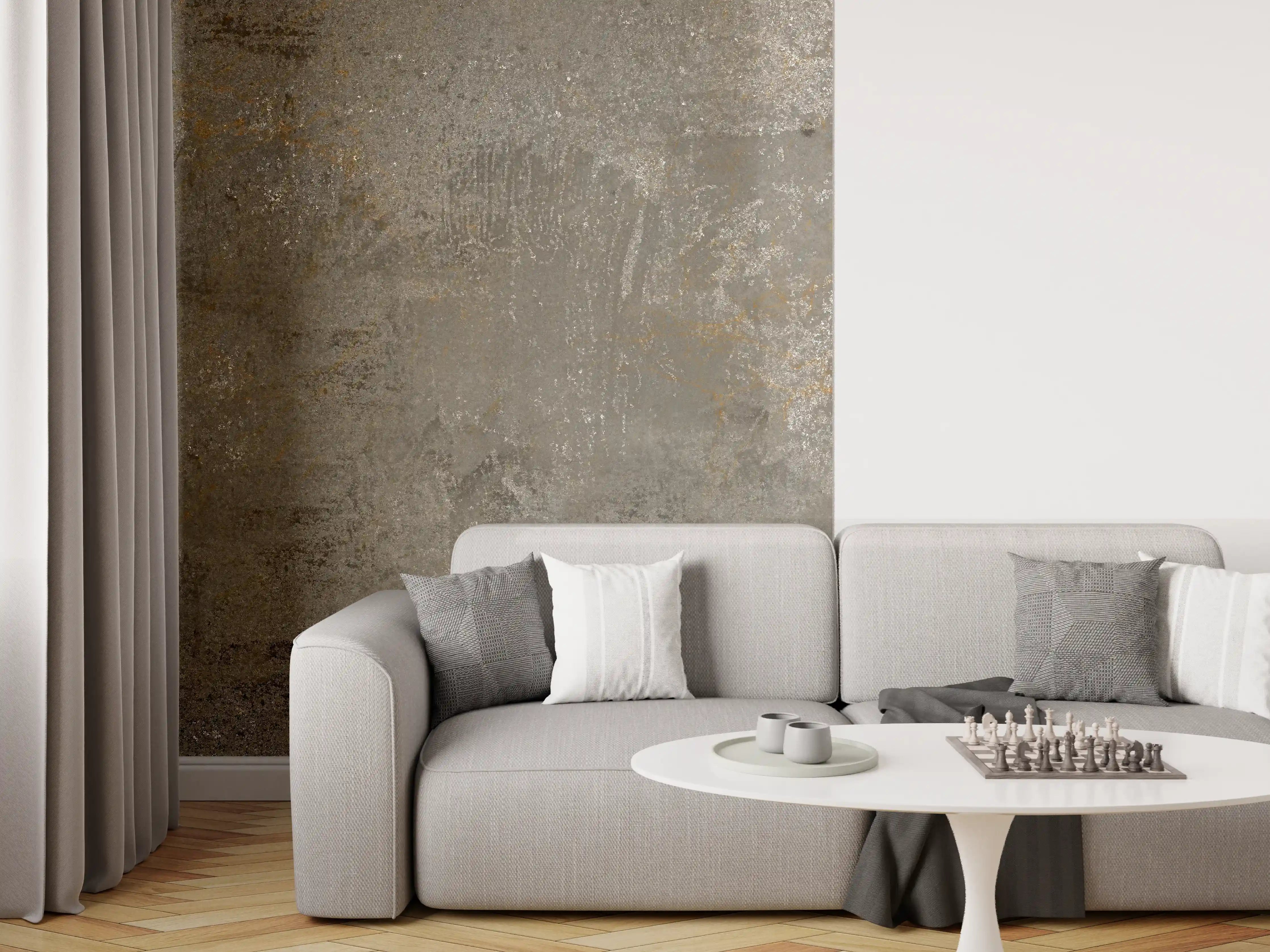 Wandverkleidung Wohnzimmer - Zarte Grautöne auf weißem Betongrau