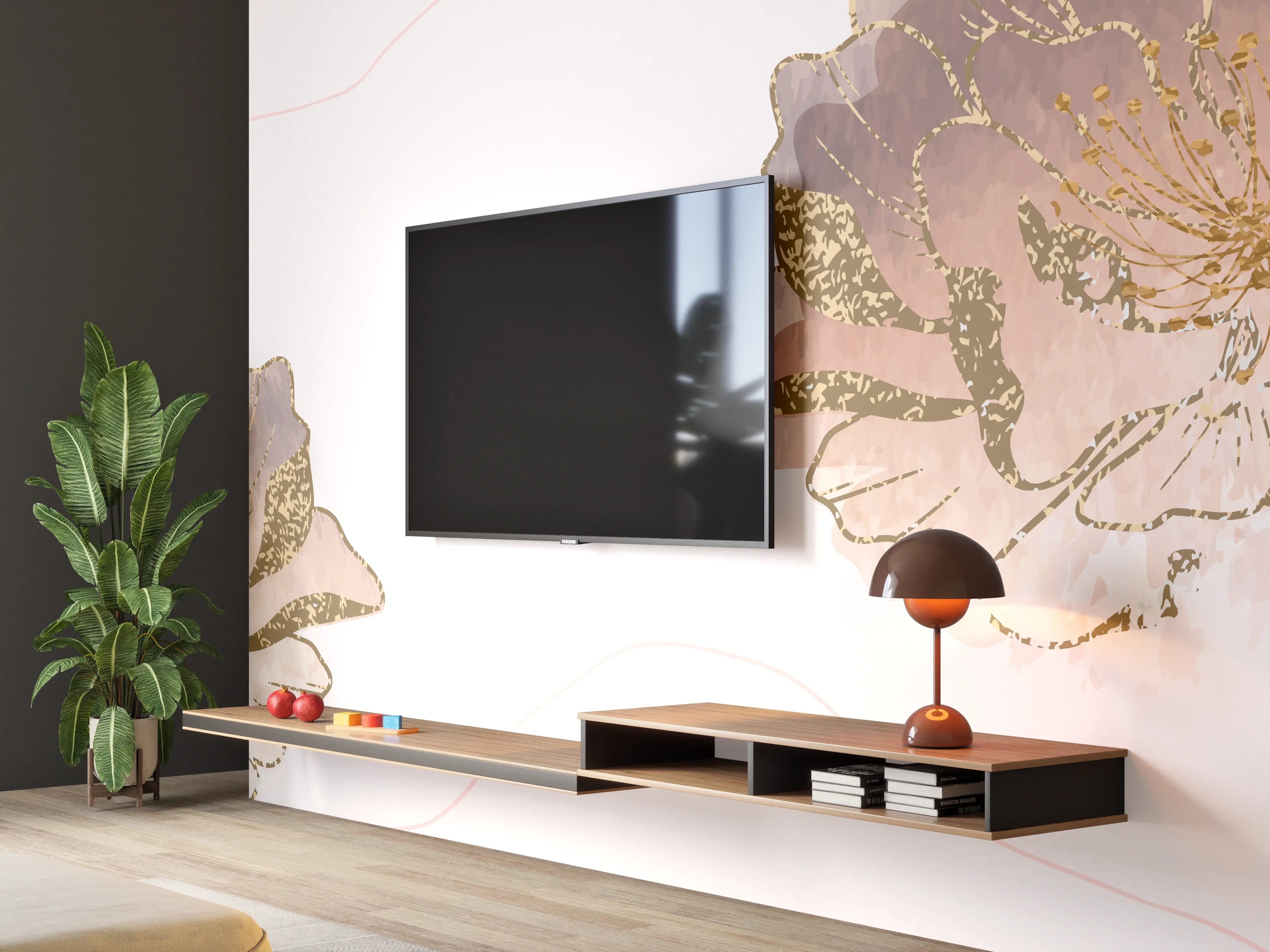 Wandverkleidung Wohnzimmer - Zarte Pastell-Blumenstruktur