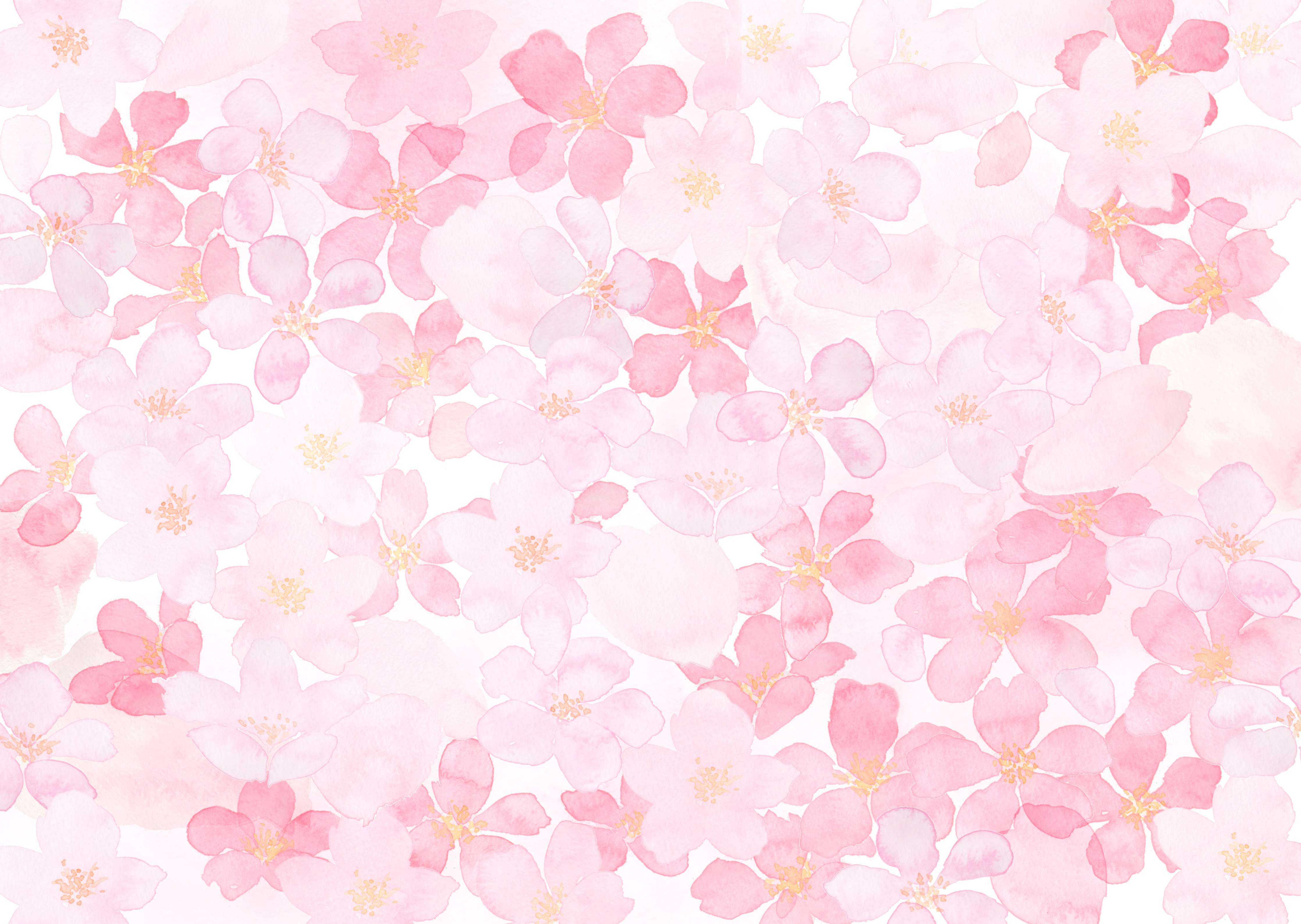 Wandverkleidung Wohnzimmer-Zarte rosa Blüten im Wasserfarbenstil
