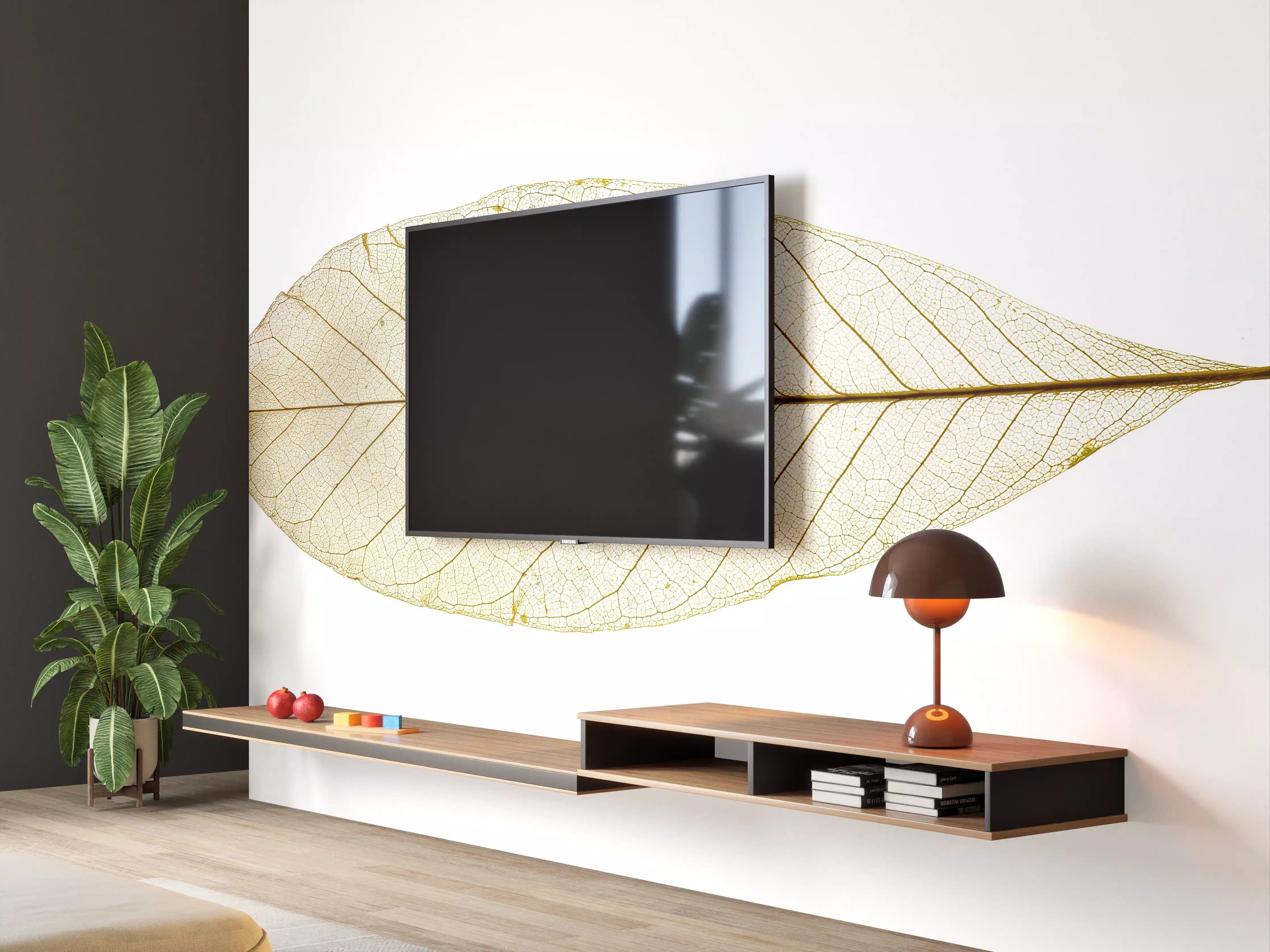 Wandverkleidung Wohnzimmer - Zarte, transparente Blätterdokumentation