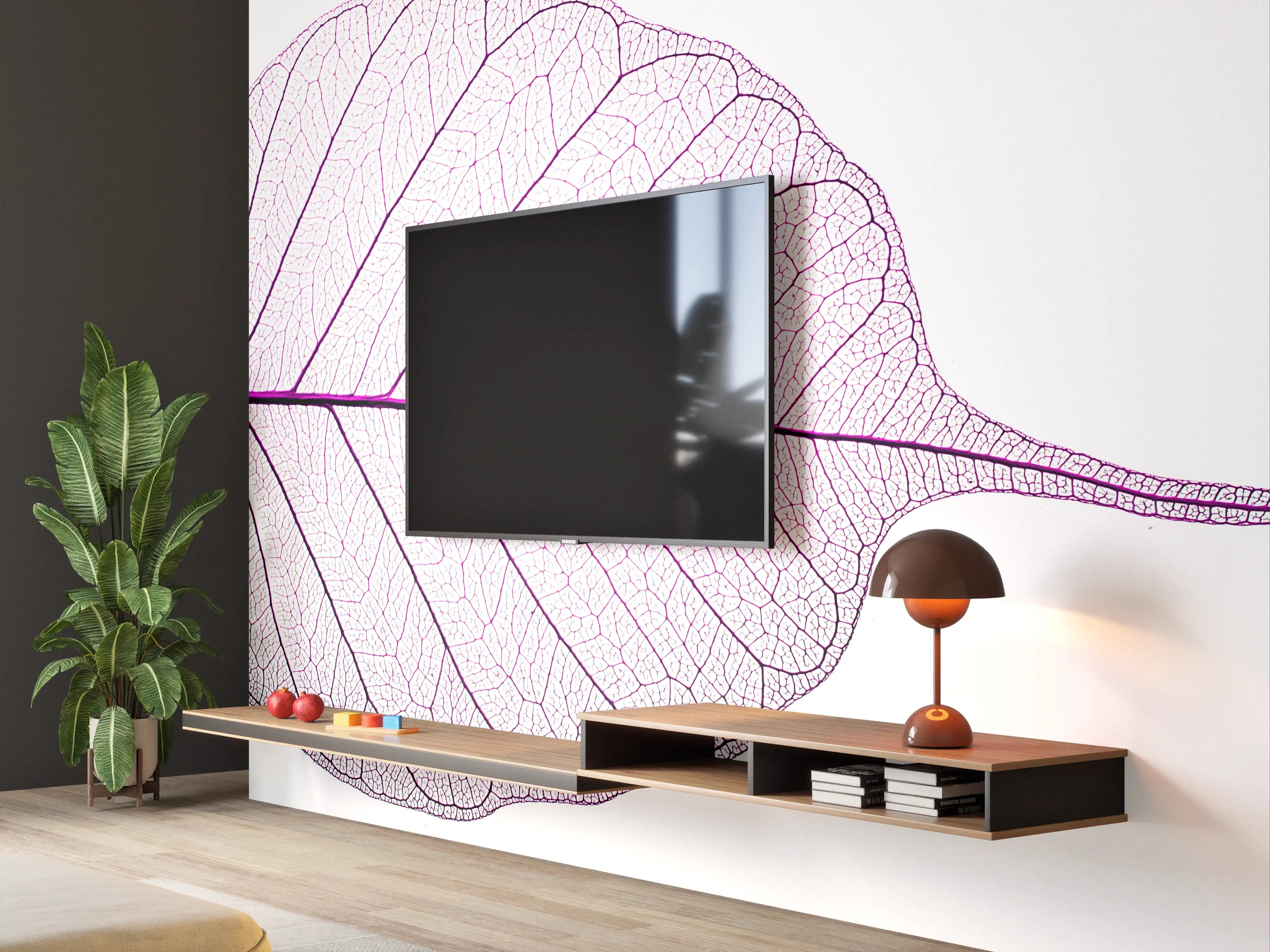 Wandverkleidung Wohnzimmer - Zartes Blatt, filigrane Natur