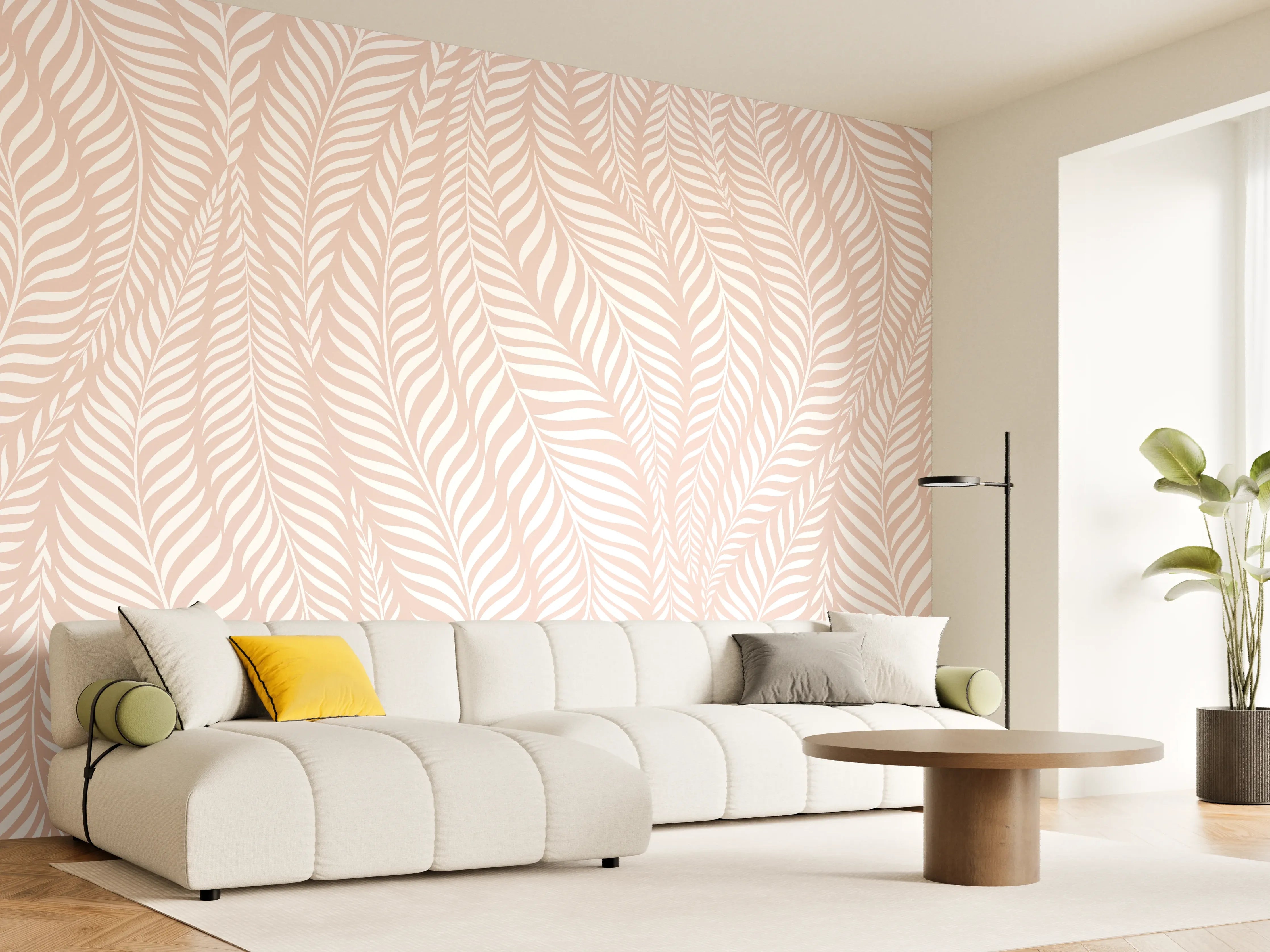 Wandverkleidung Wohnzimmer - Zartes Retro-Muster in Pastellfarben