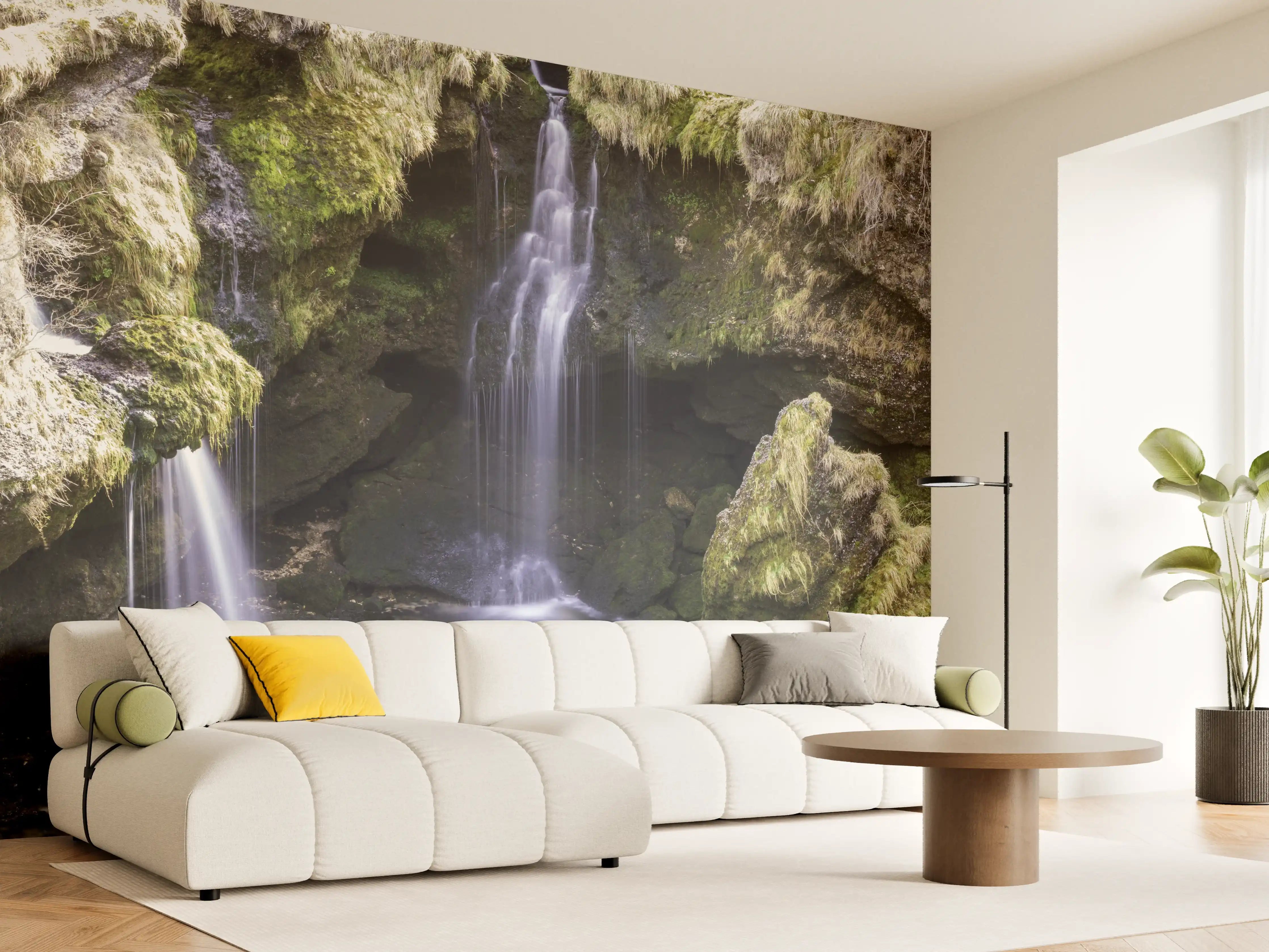 Wandverkleidung Wohnzimmer - Zauberhafte Wasserfallkulisse in der Natur