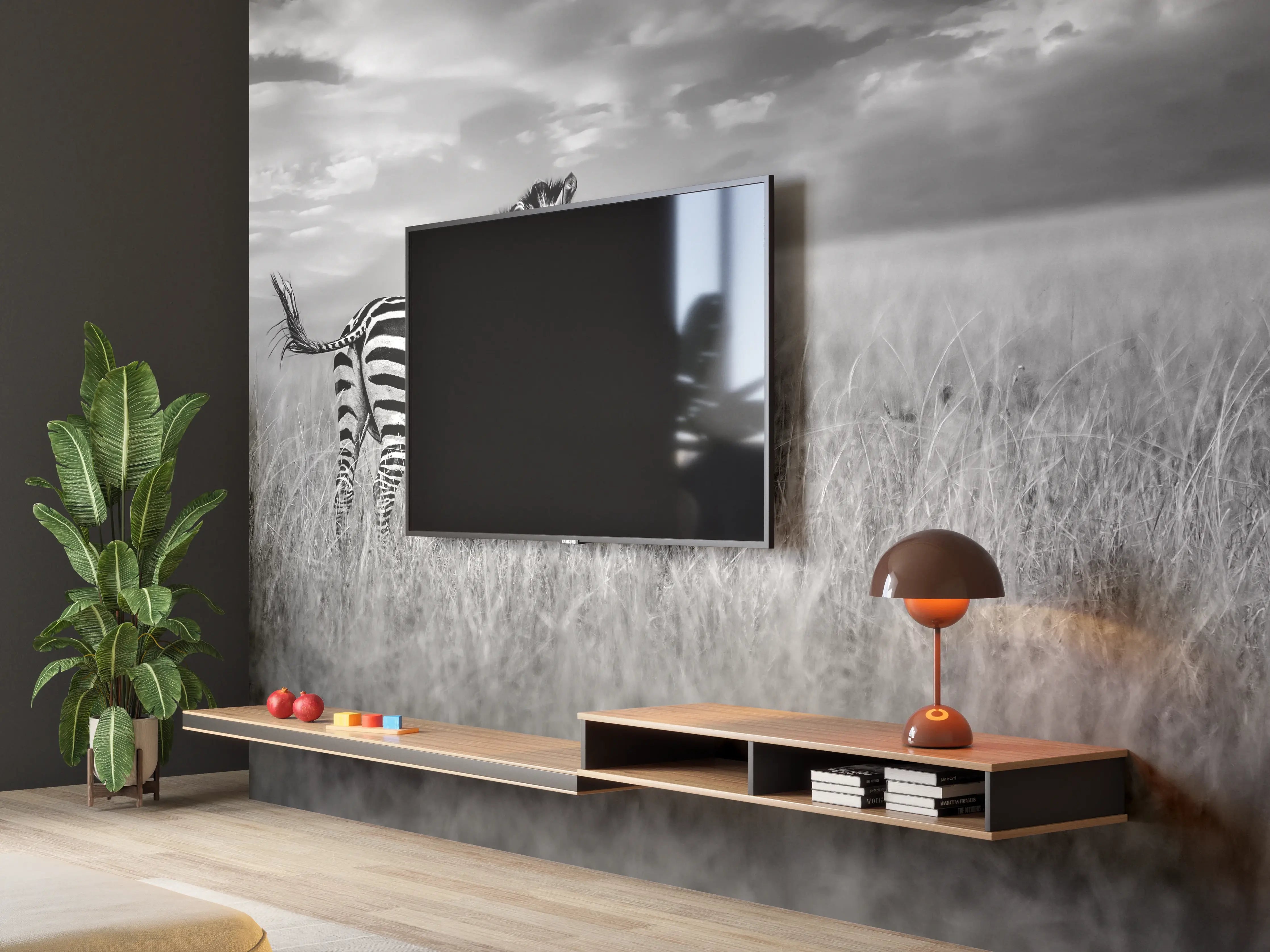 Wandverkleidung Wohnzimmer - Zebras in ihrer Natur - Savanne