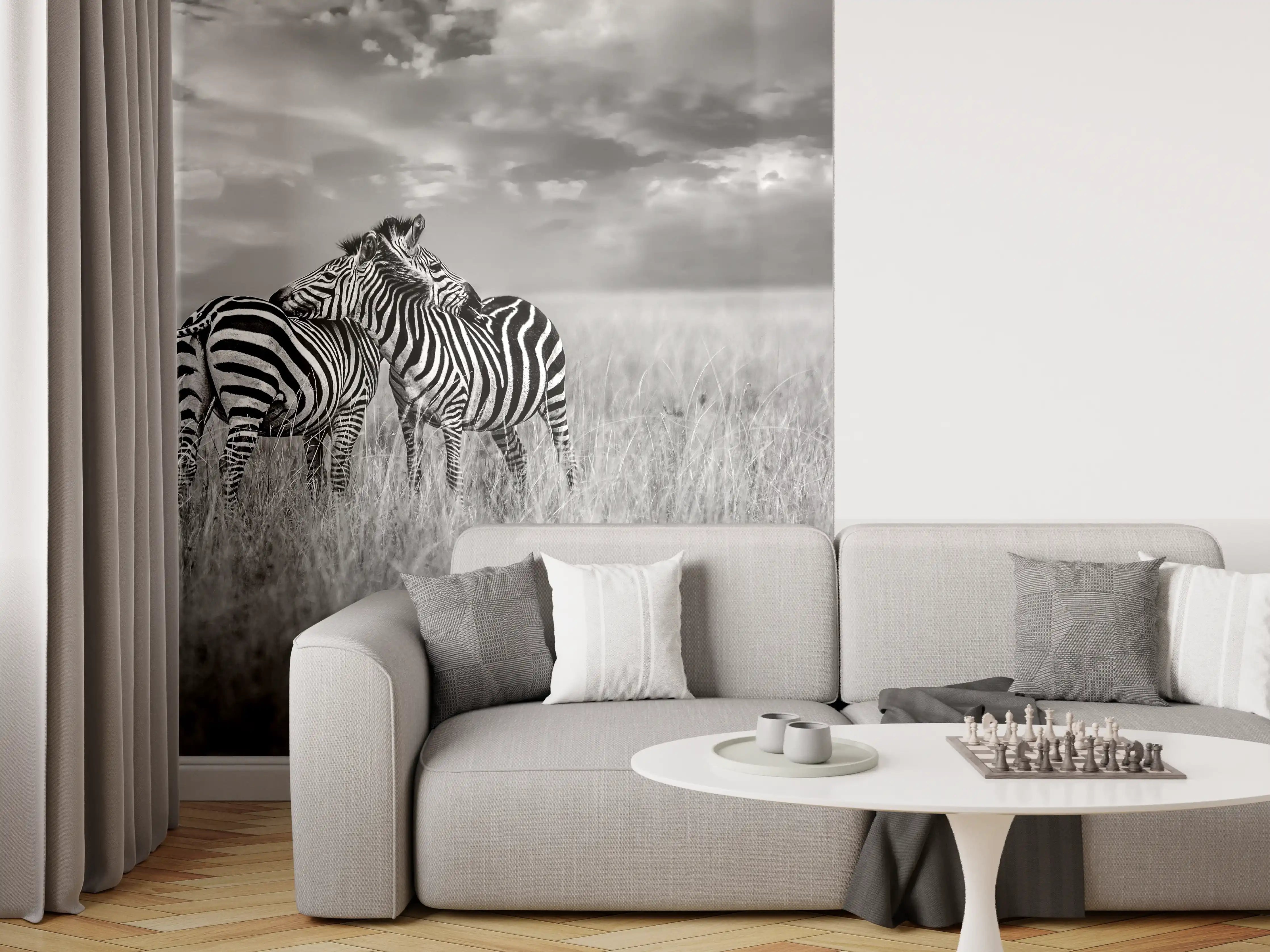 Wandverkleidung Wohnzimmer - Zebras in ihrer Natur - Savanne