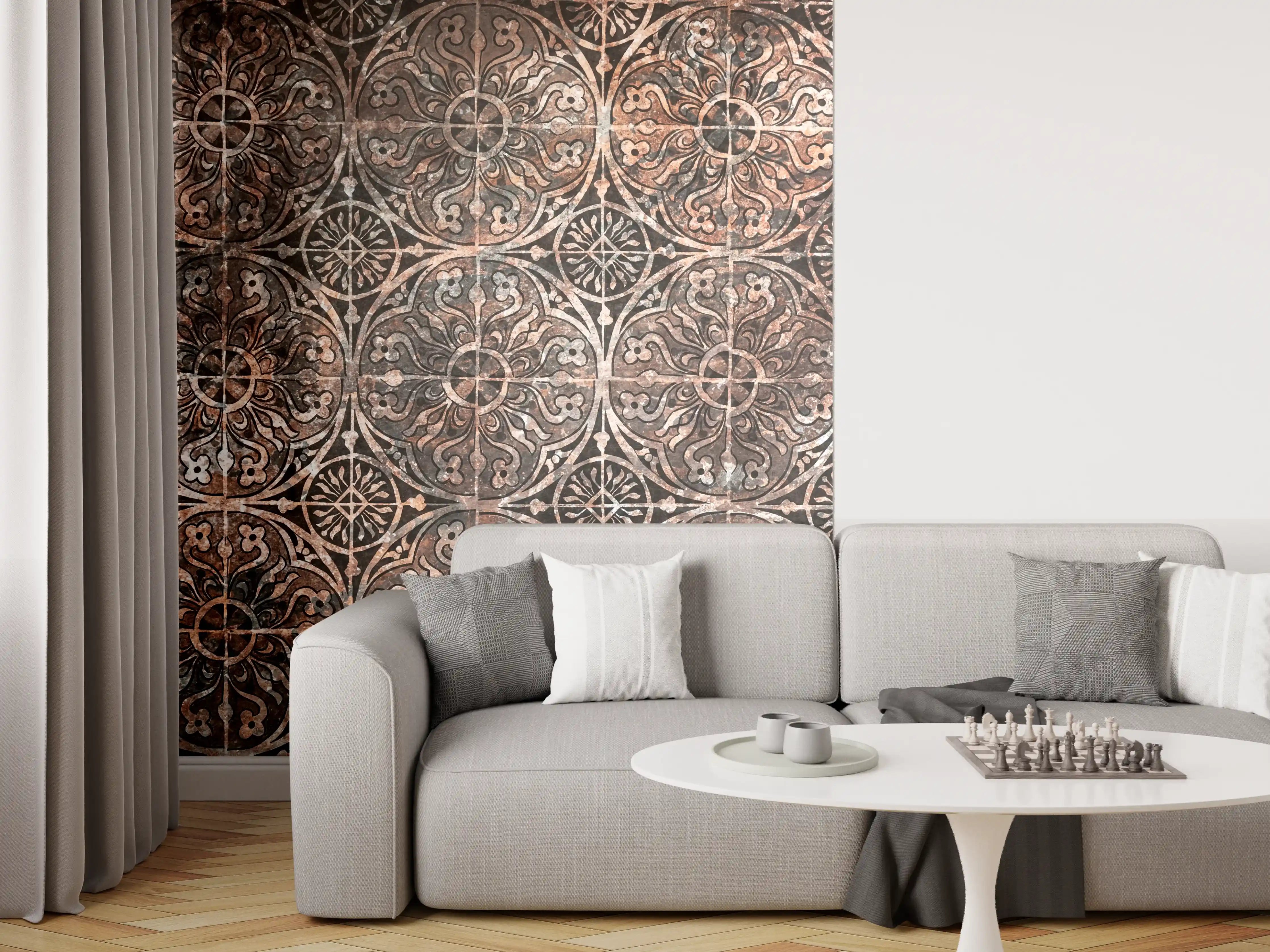 Wandverkleidung Wohnzimmer - Zeitlose Grau-Weiß Fliesenmuster