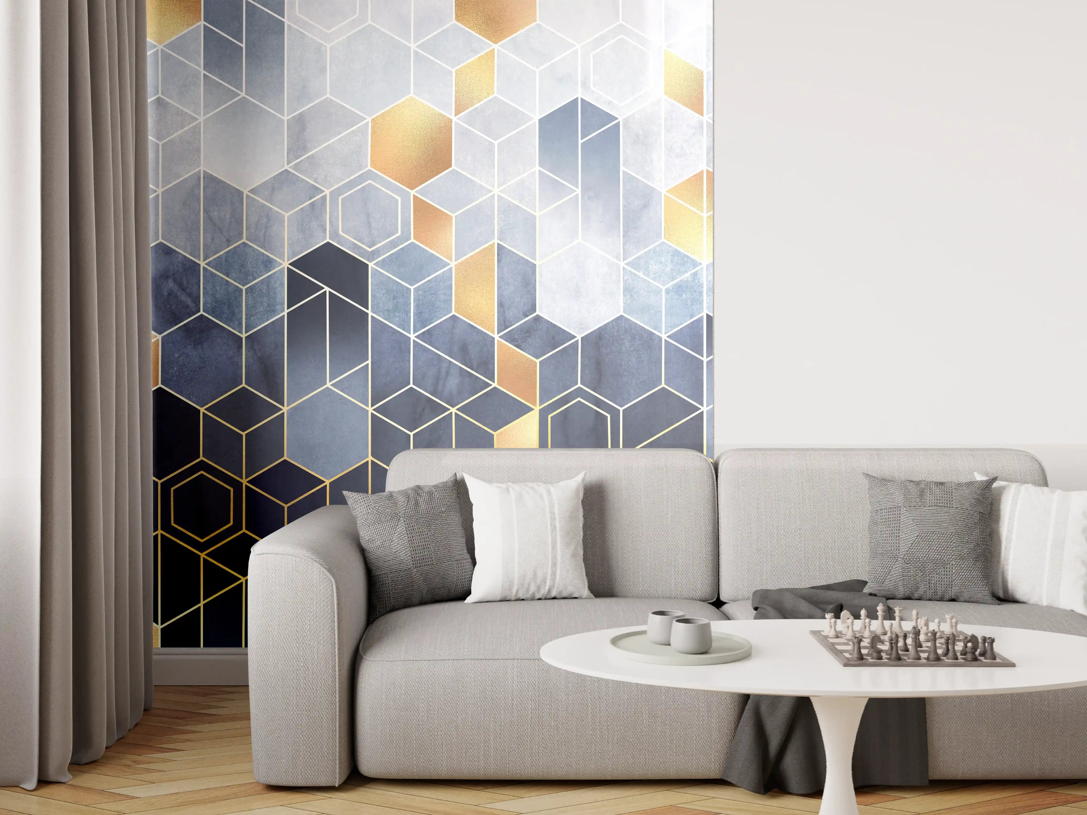 Wandverkleidung Wohnzimmer - Zeitlose Graue Geometrie für Wände