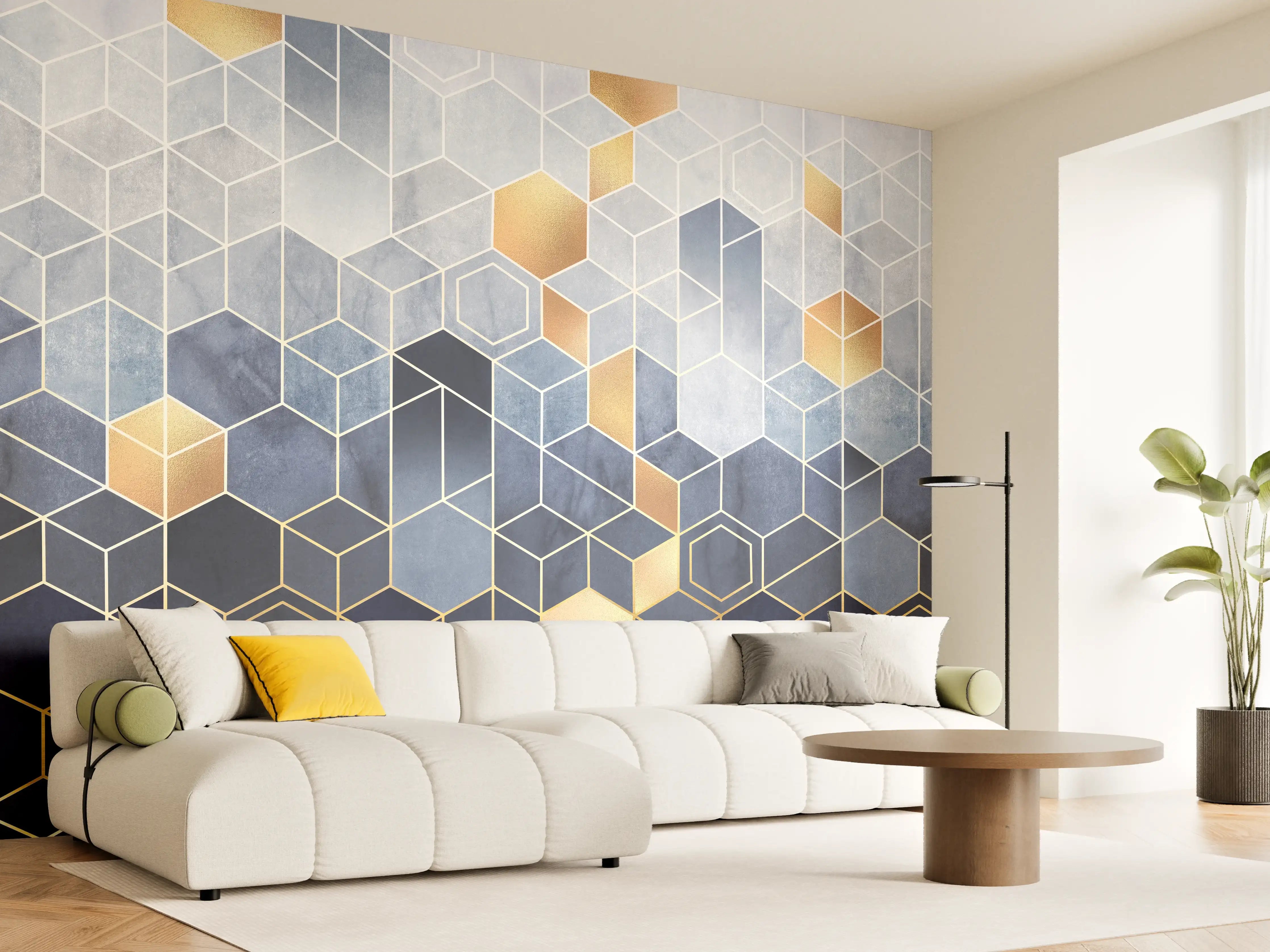 Wandverkleidung Wohnzimmer - Zeitlose Graue Geometrie für Wände