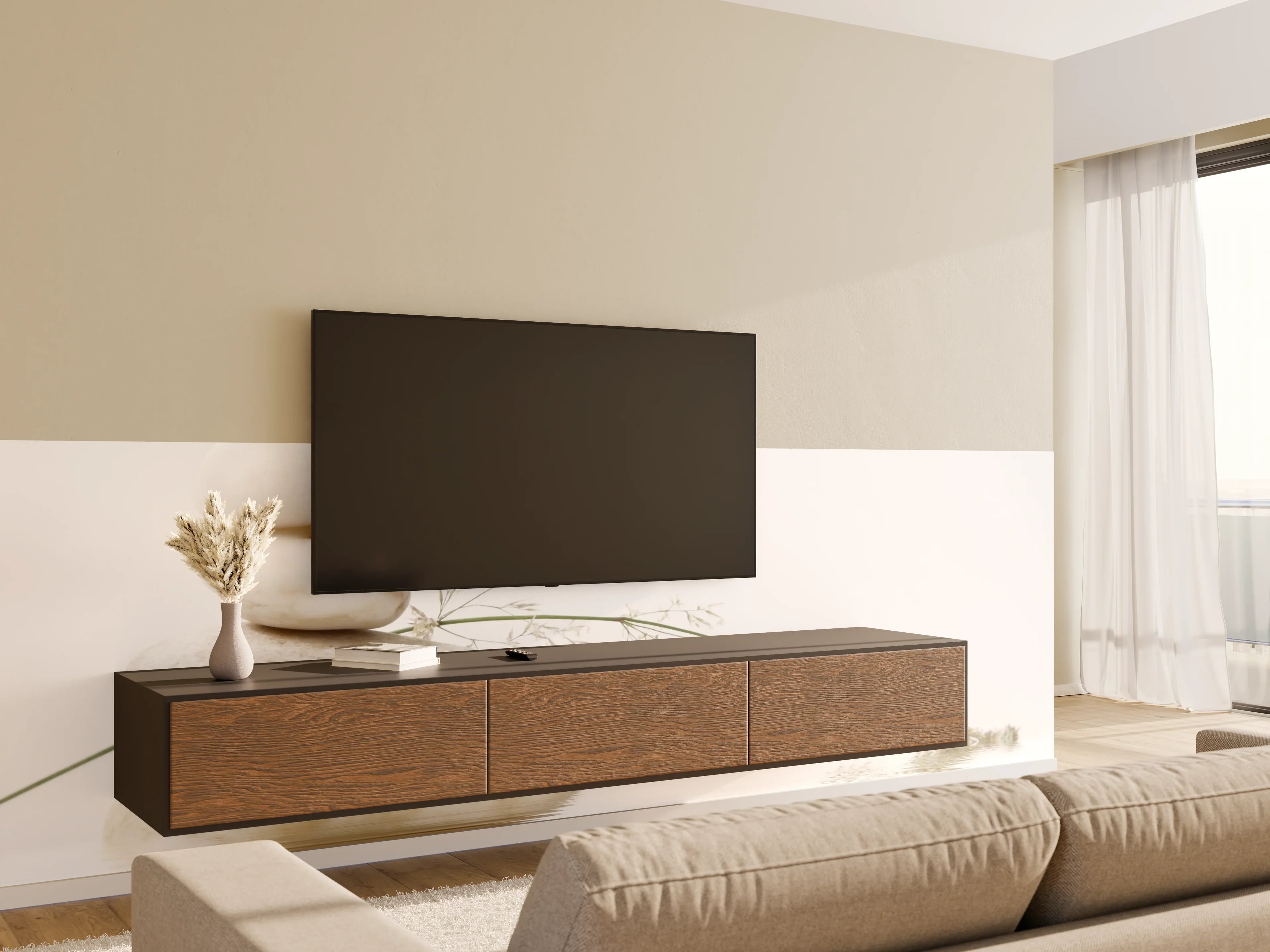Wandverkleidung Wohnzimmer - Zen Steine und Naturmotiv