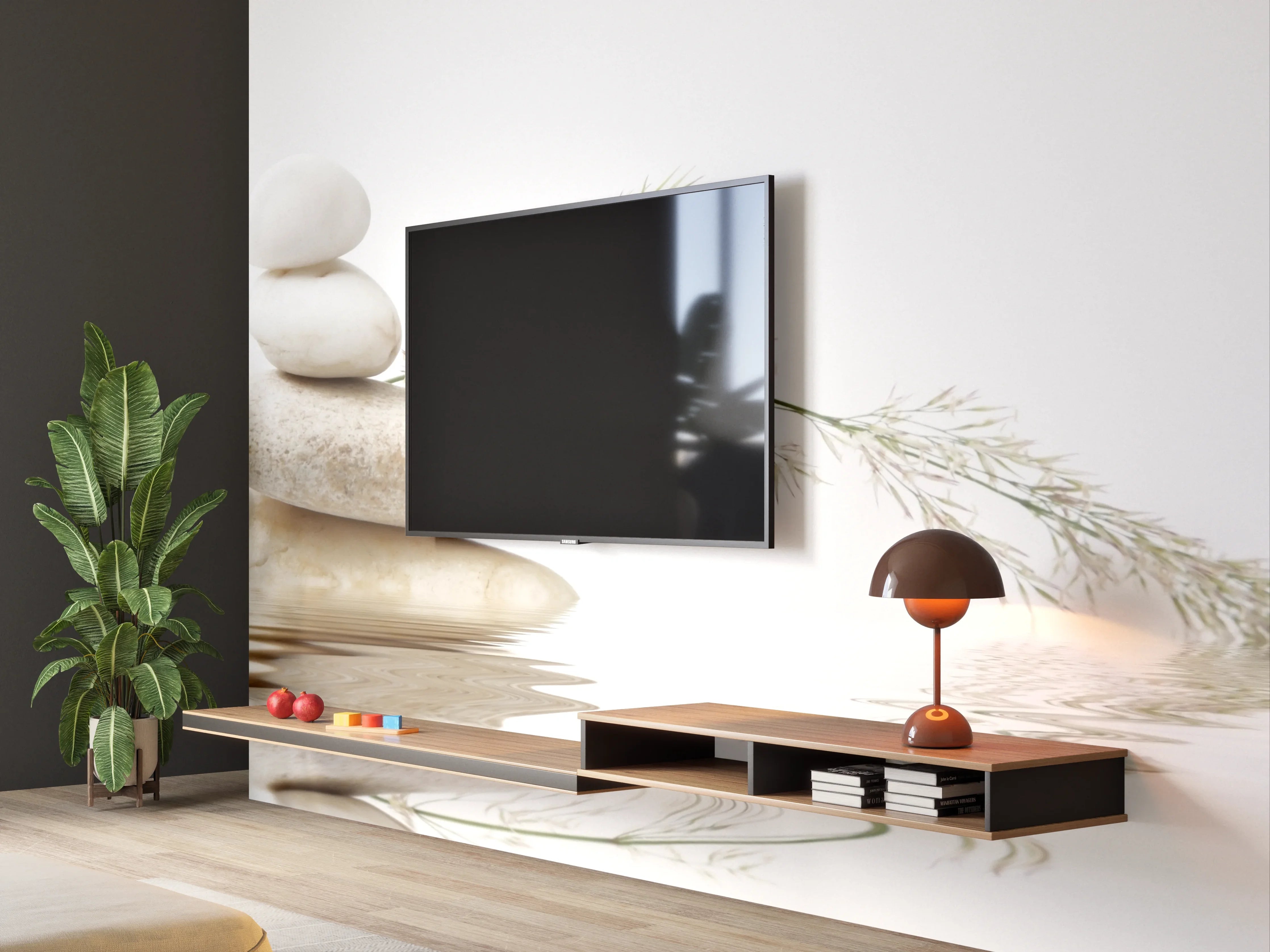 Wandverkleidung Wohnzimmer - Zen Steine und Naturmotiv