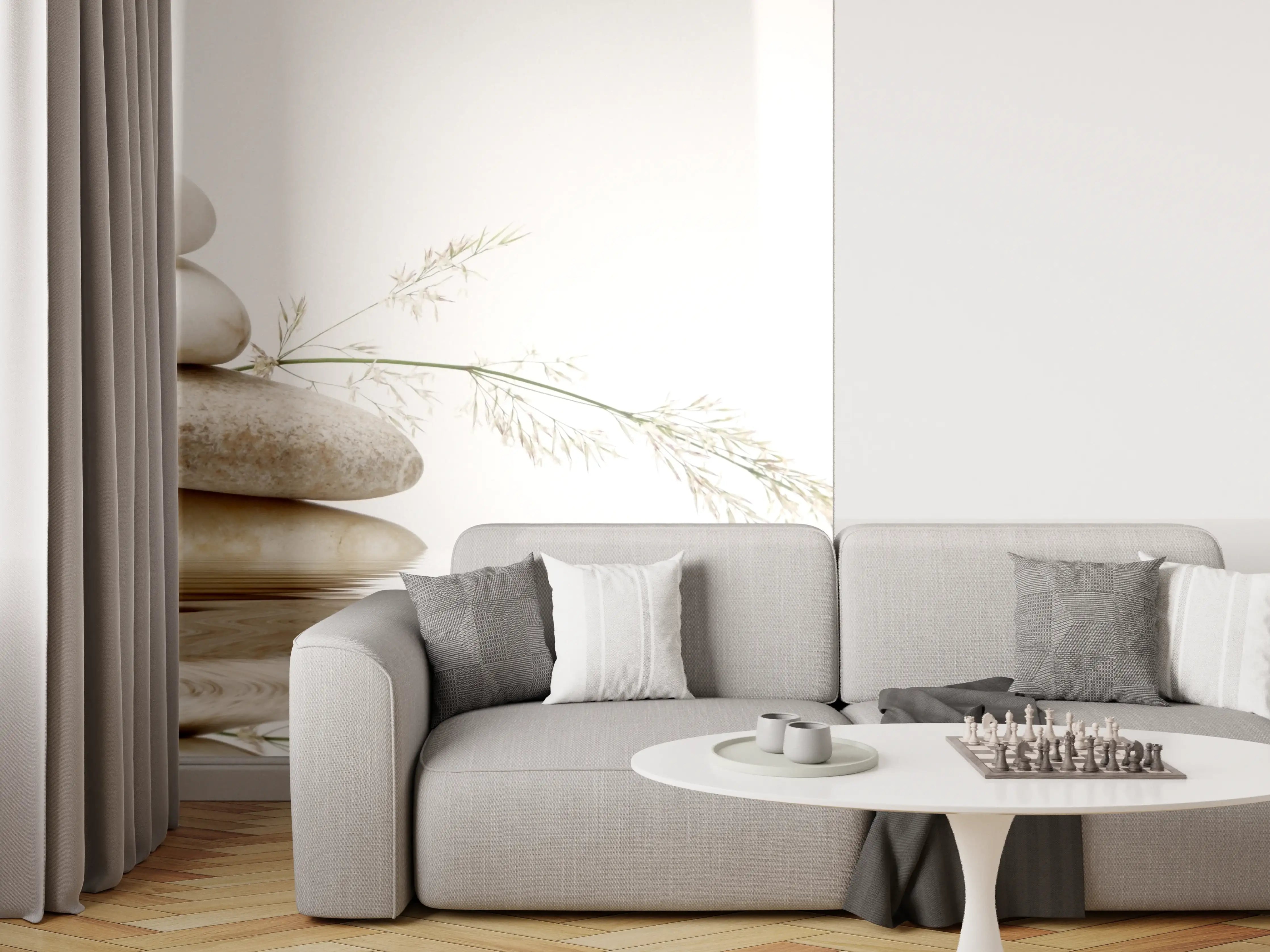 Wandverkleidung Wohnzimmer - Zen Steine und Naturmotiv