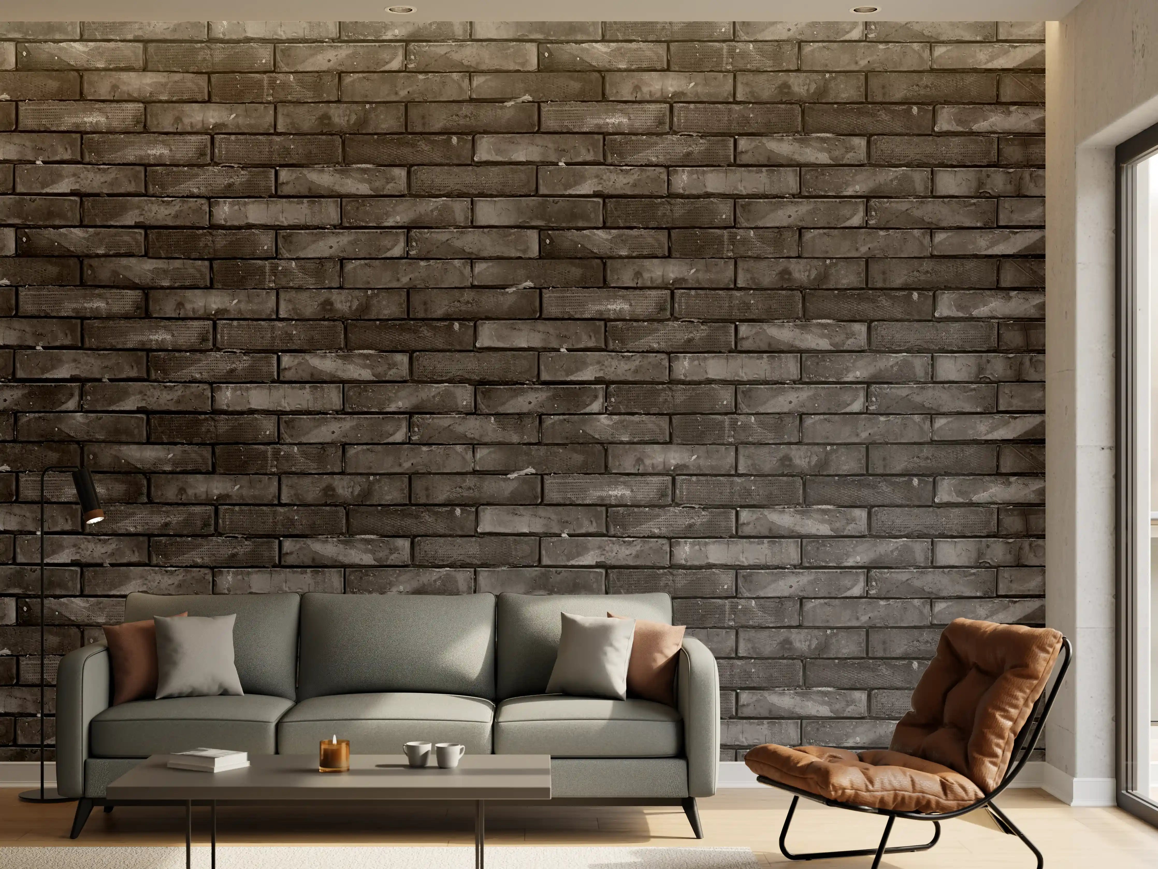 Wandverkleidung Wohnzimmer - Ziegelmauer im Grunge-Stil