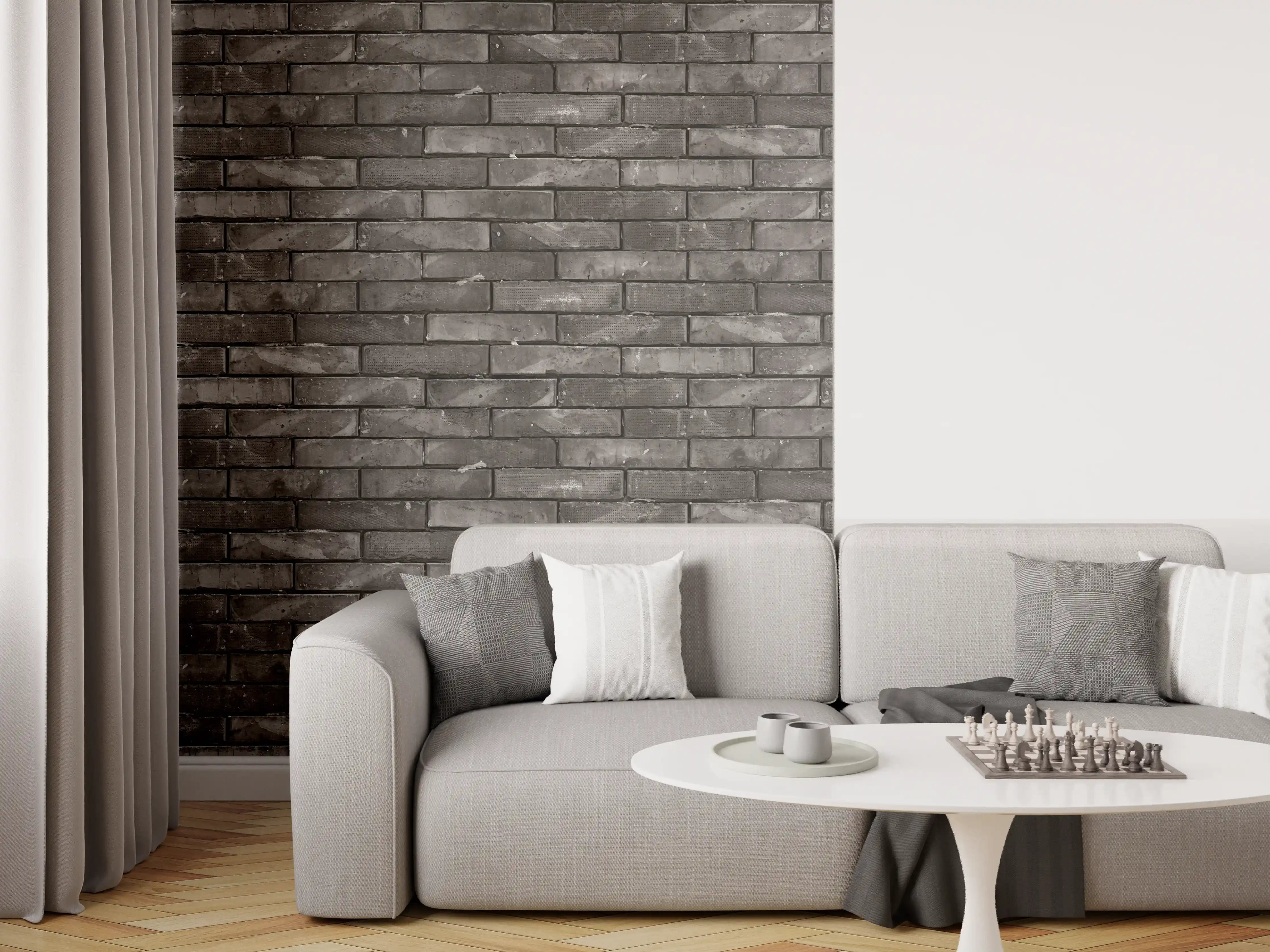 Wandverkleidung Wohnzimmer - Ziegelmauer im Grunge-Stil