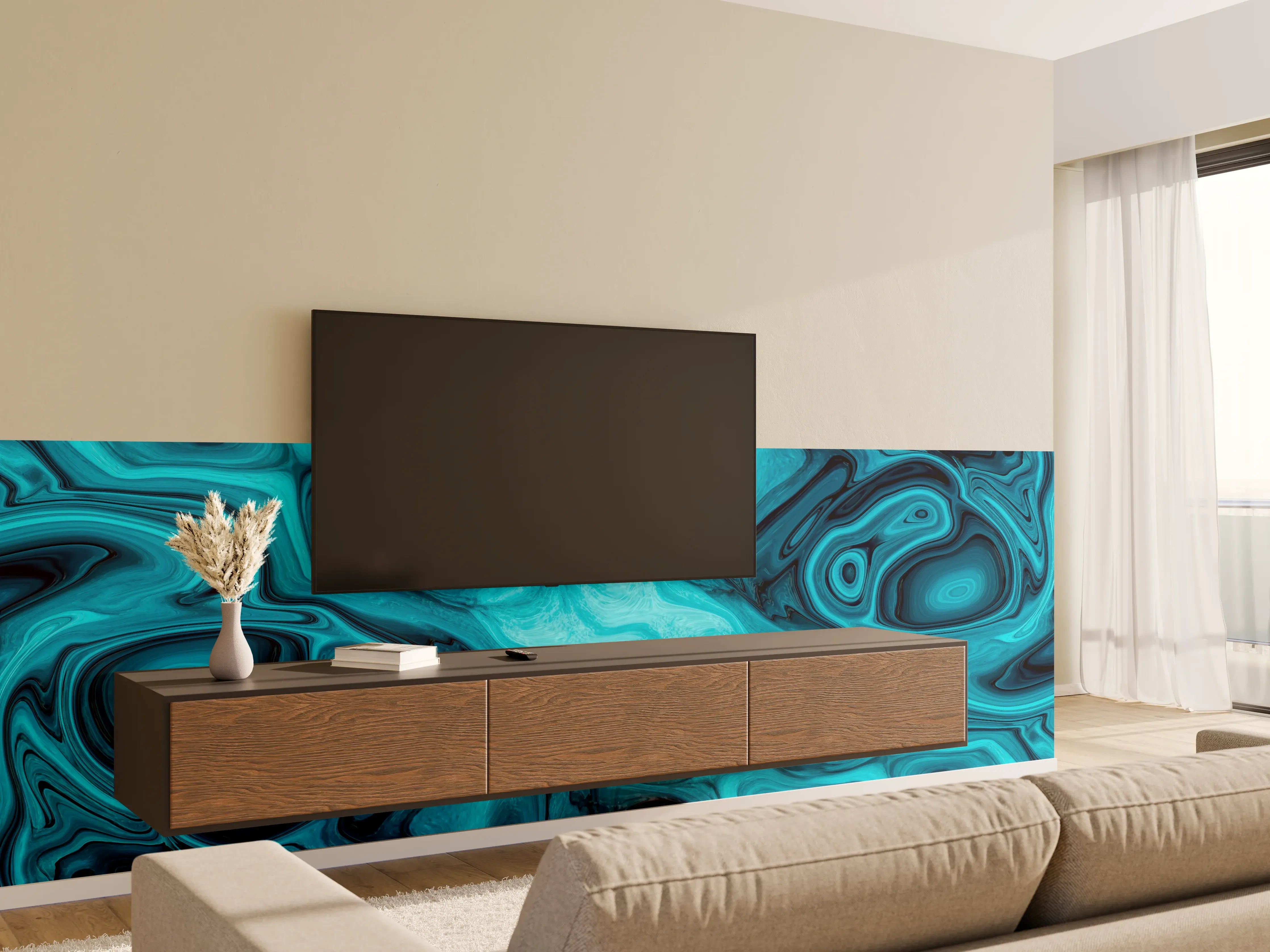 Wandverkleidung Wohnzimmer - flüssiges Acrylharz - Abstrakt