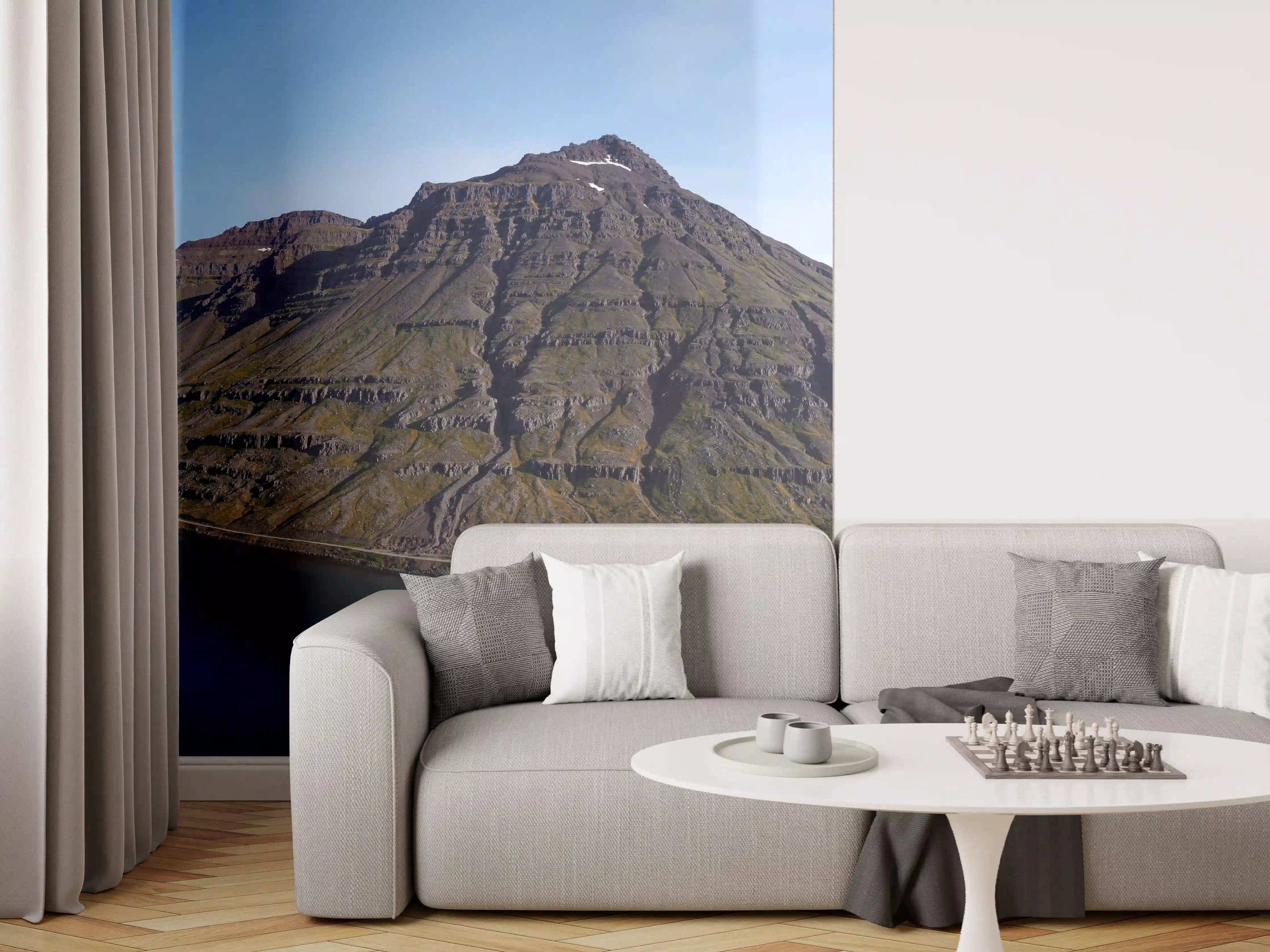 Wandverkleidung Wohnzimmer - luftbildpanorama in den isländischen ostfjorden