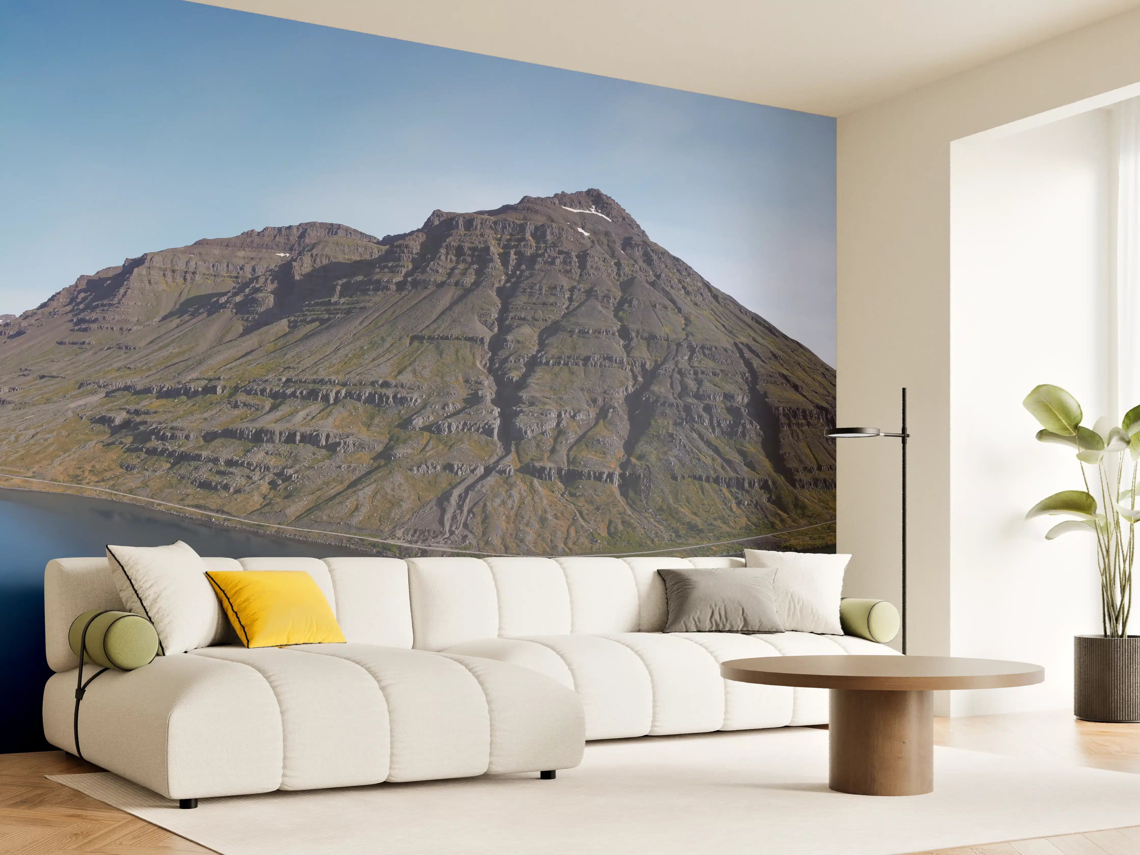 Wandverkleidung Wohnzimmer - luftbildpanorama in den isländischen ostfjorden