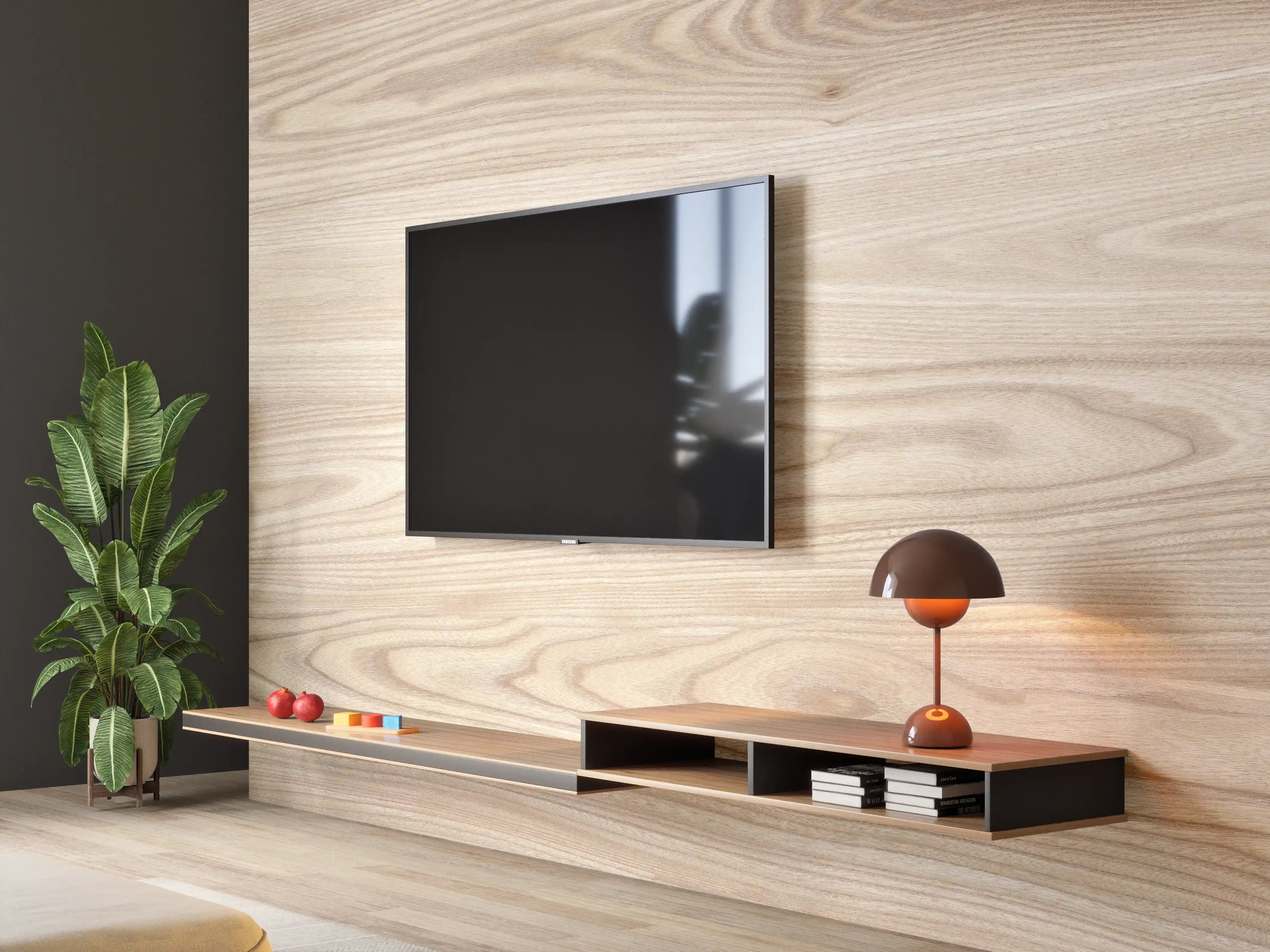 Wandverkleidung Wohnzimmer - schlichtes Holzmuster