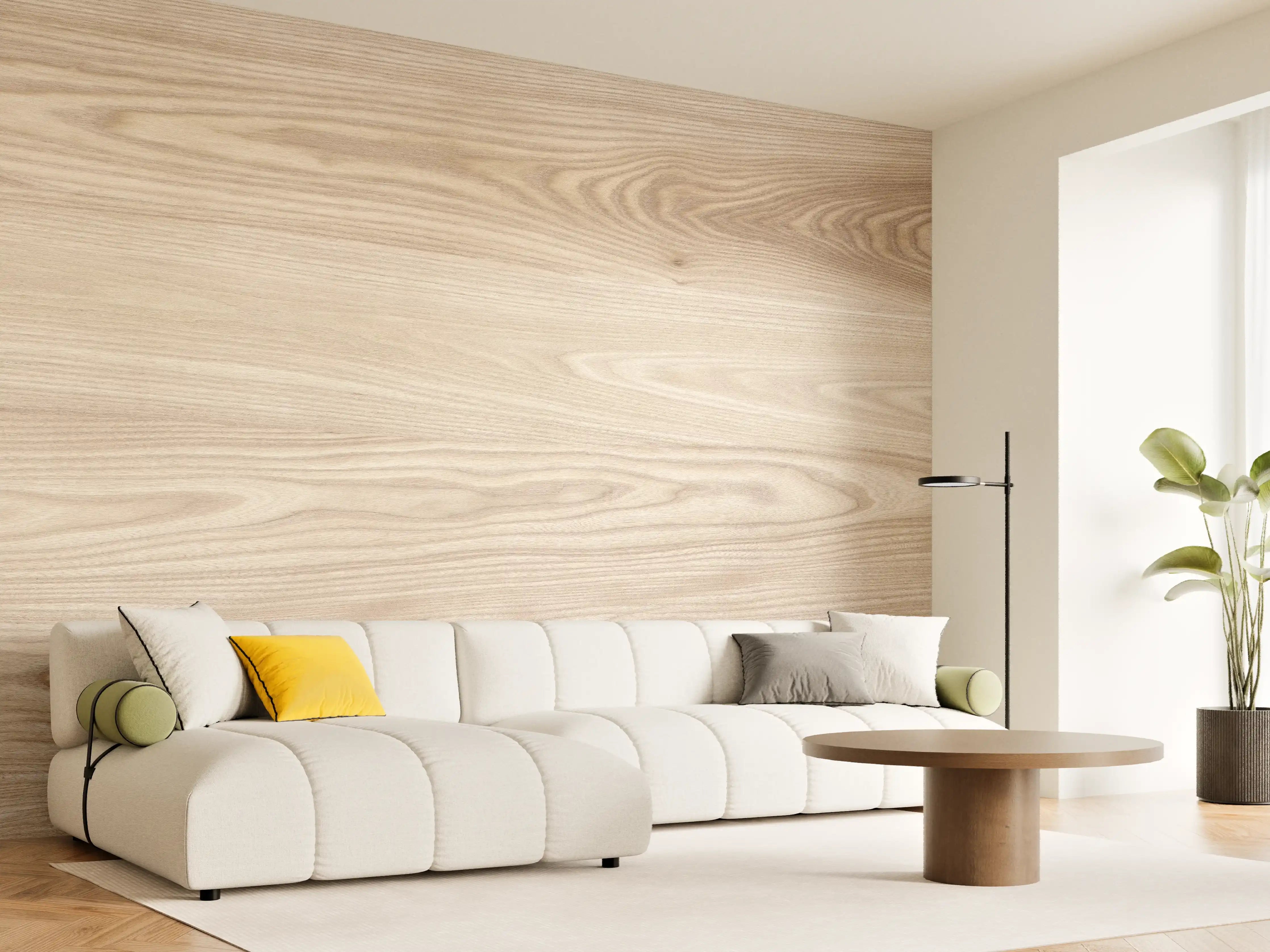 Wandverkleidung Wohnzimmer - schlichtes Holzmuster