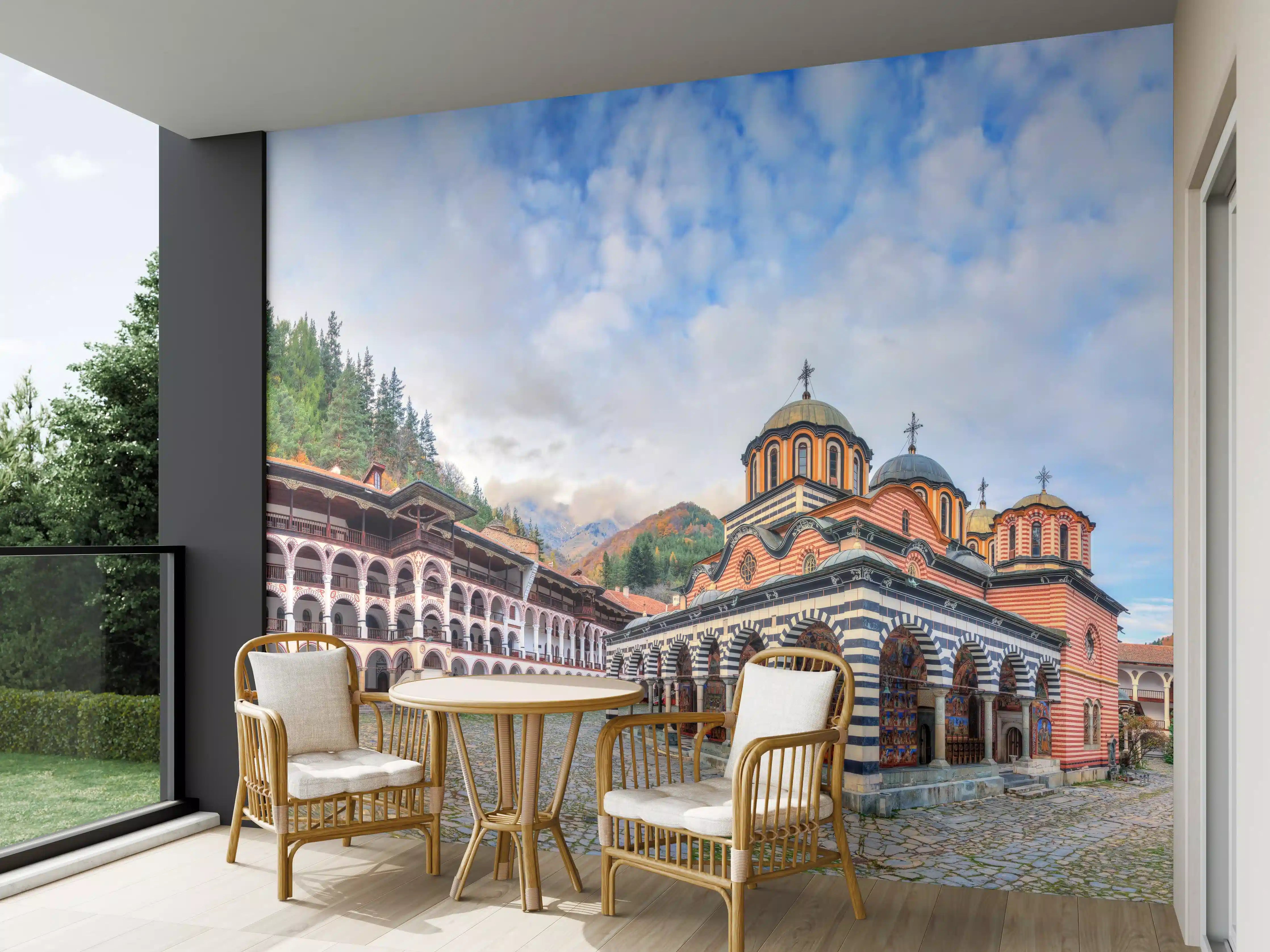 Wandverkleidung außen -  Wunderschöner Panoramablick auf das Rila-Kloster