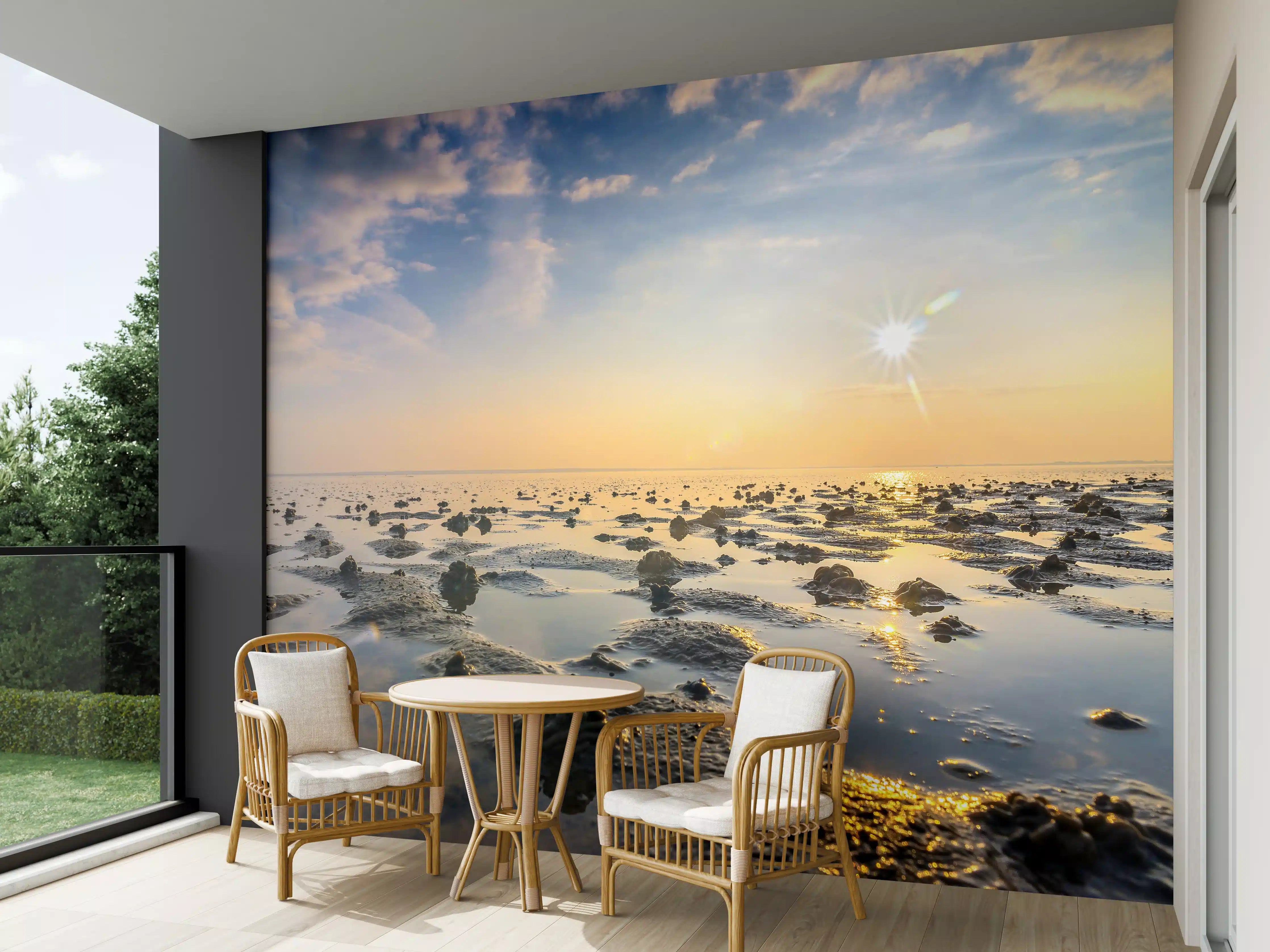 Wandverkleidung außen -  endlose Küste der Nordsee 