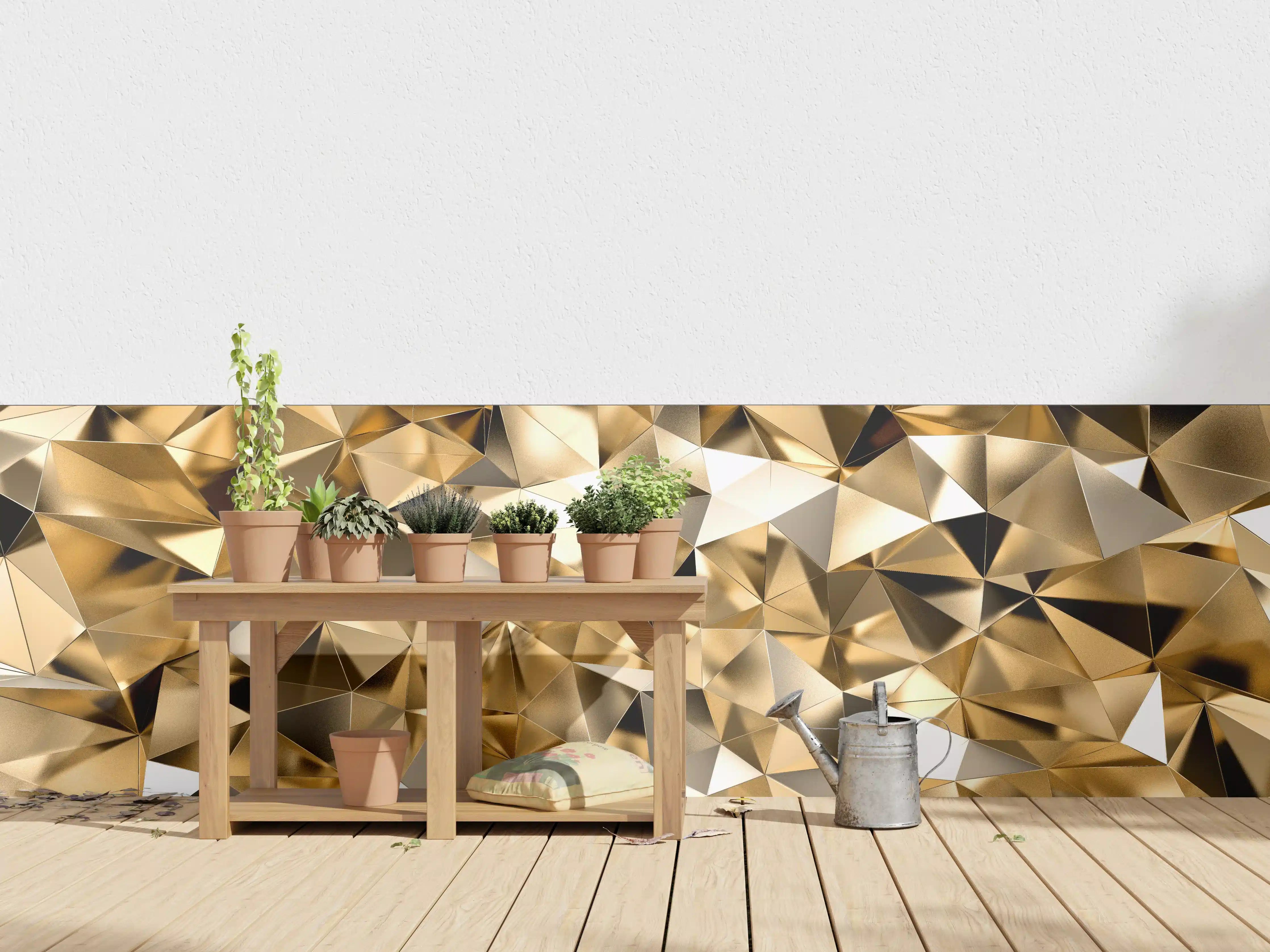 Wandverkleidung außen - 3D Goldenes Kristall Design