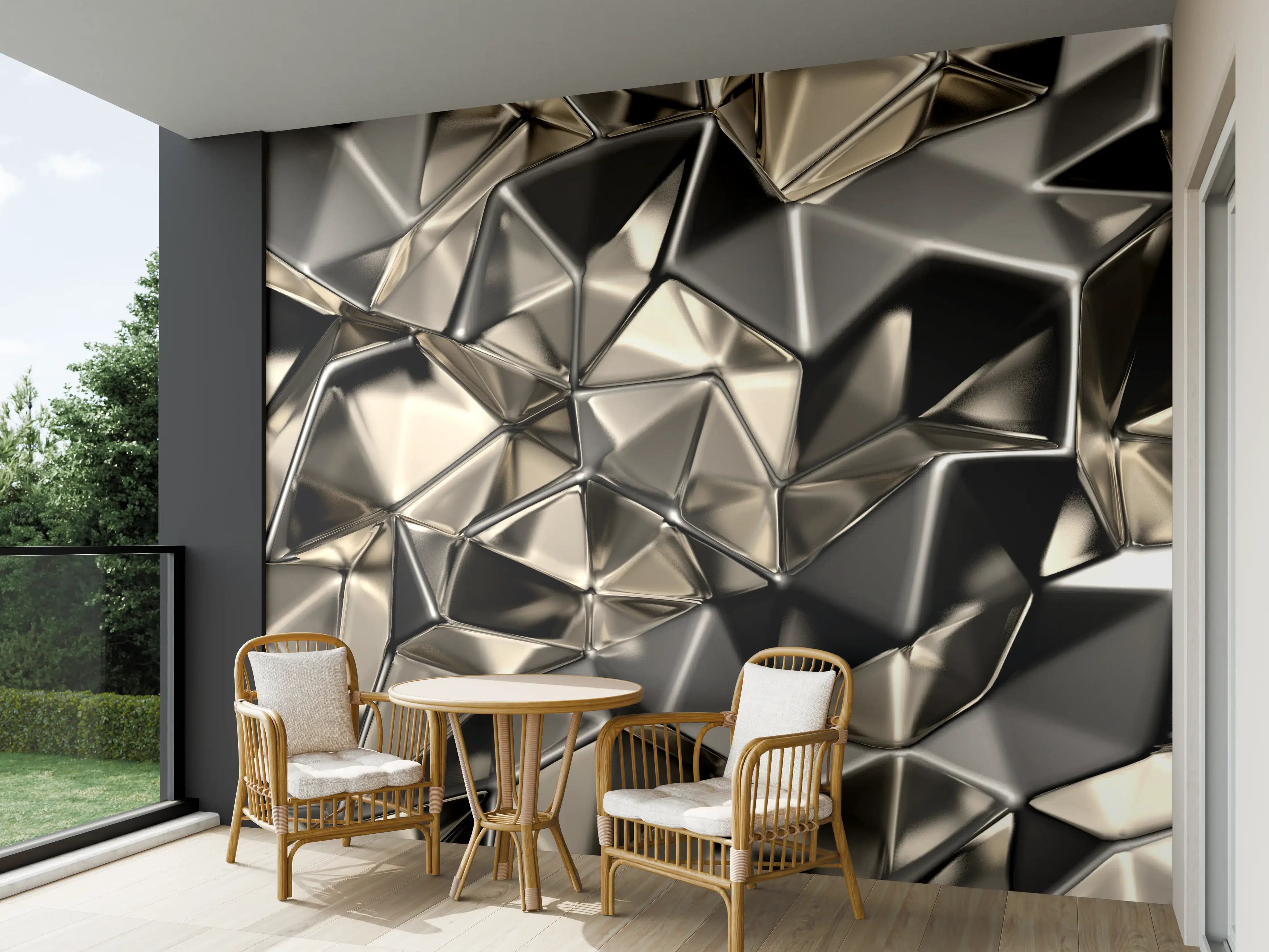 Wandverkleidung außen - Abstract Metallic Triangle Pattern