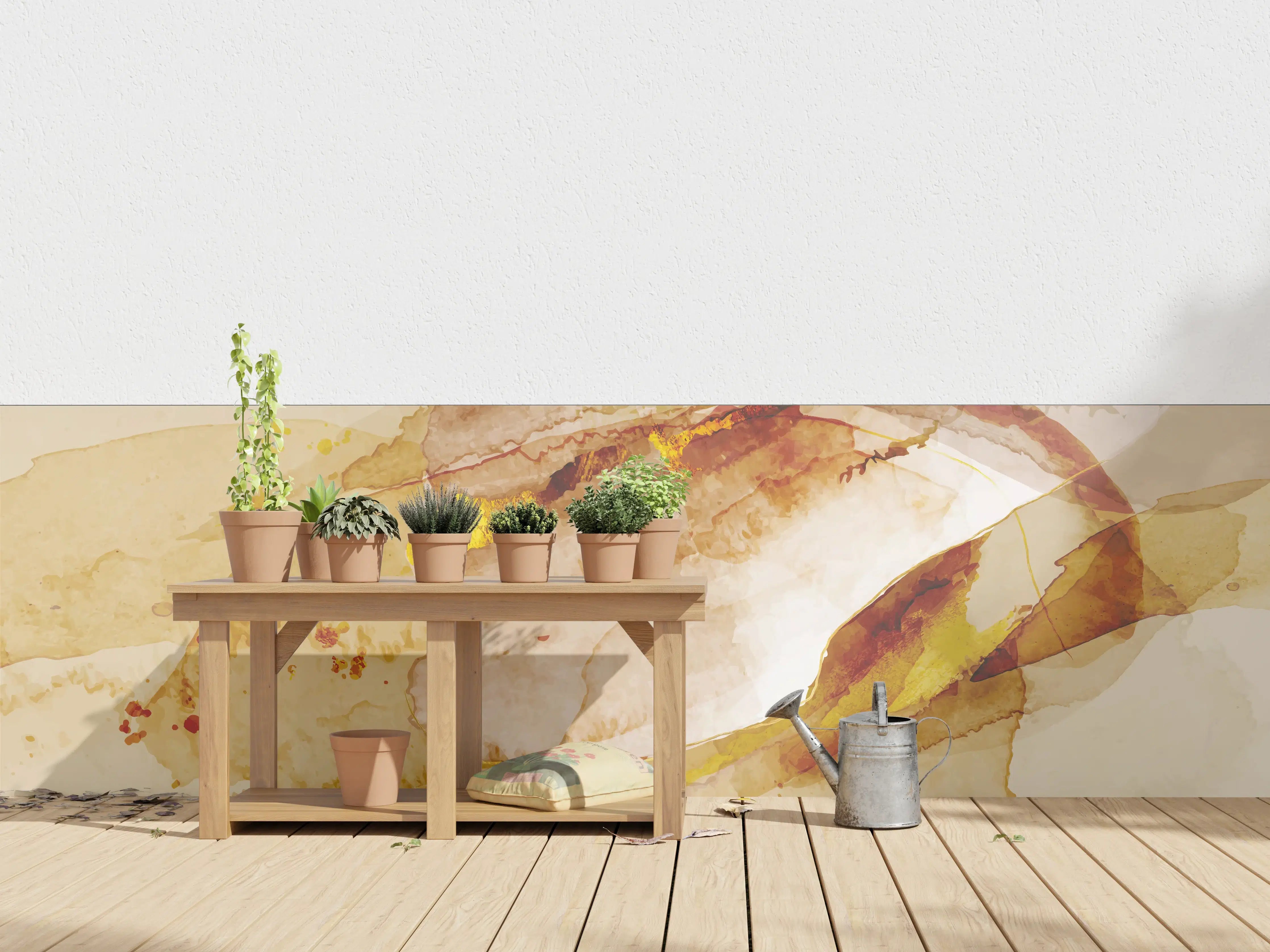 Wandverkleidung außen - Abstrakte Aquarell Gold-Nuancen