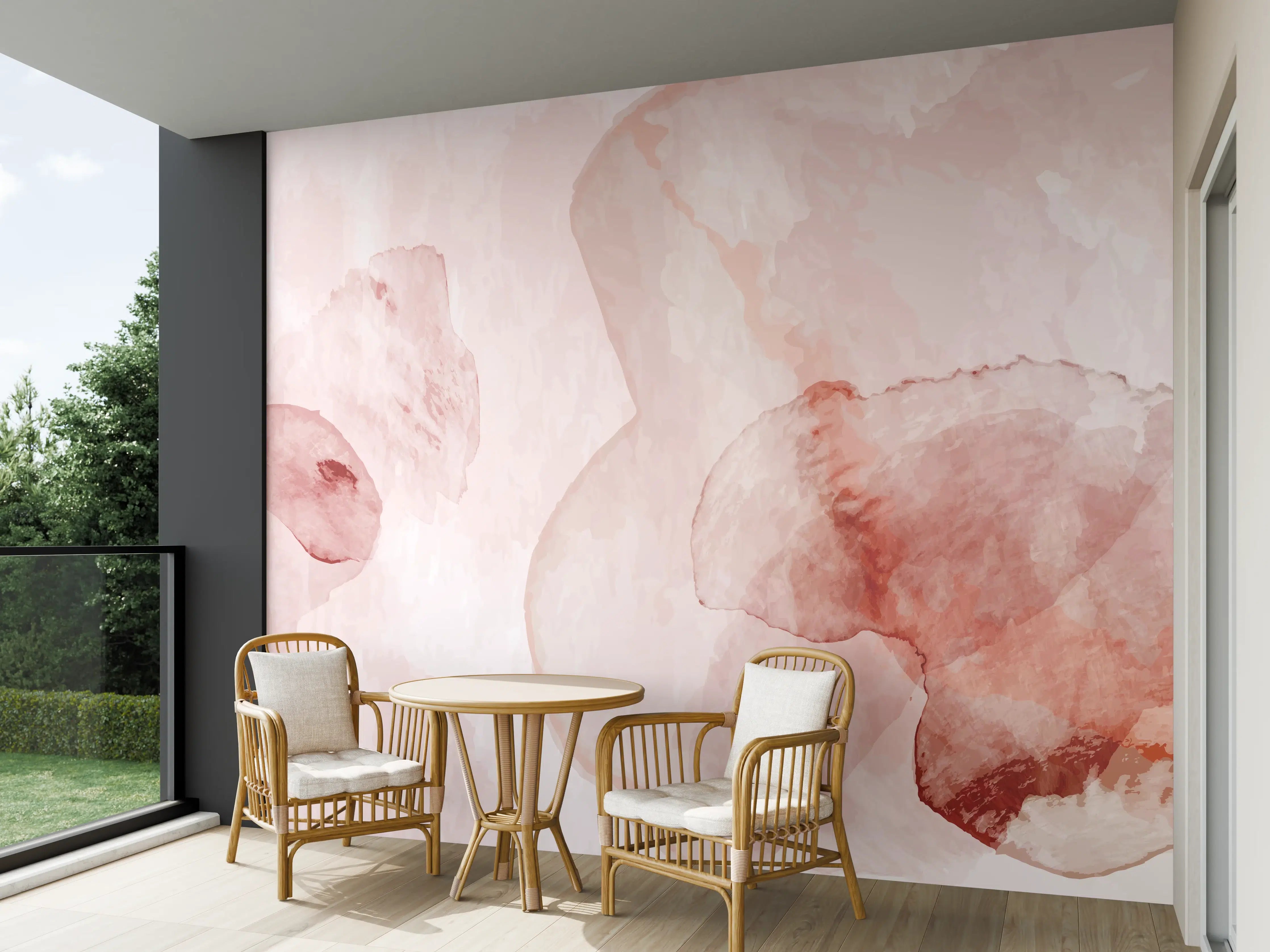 Wandverkleidung außen - Abstrakte Aquarell Rosa Töne