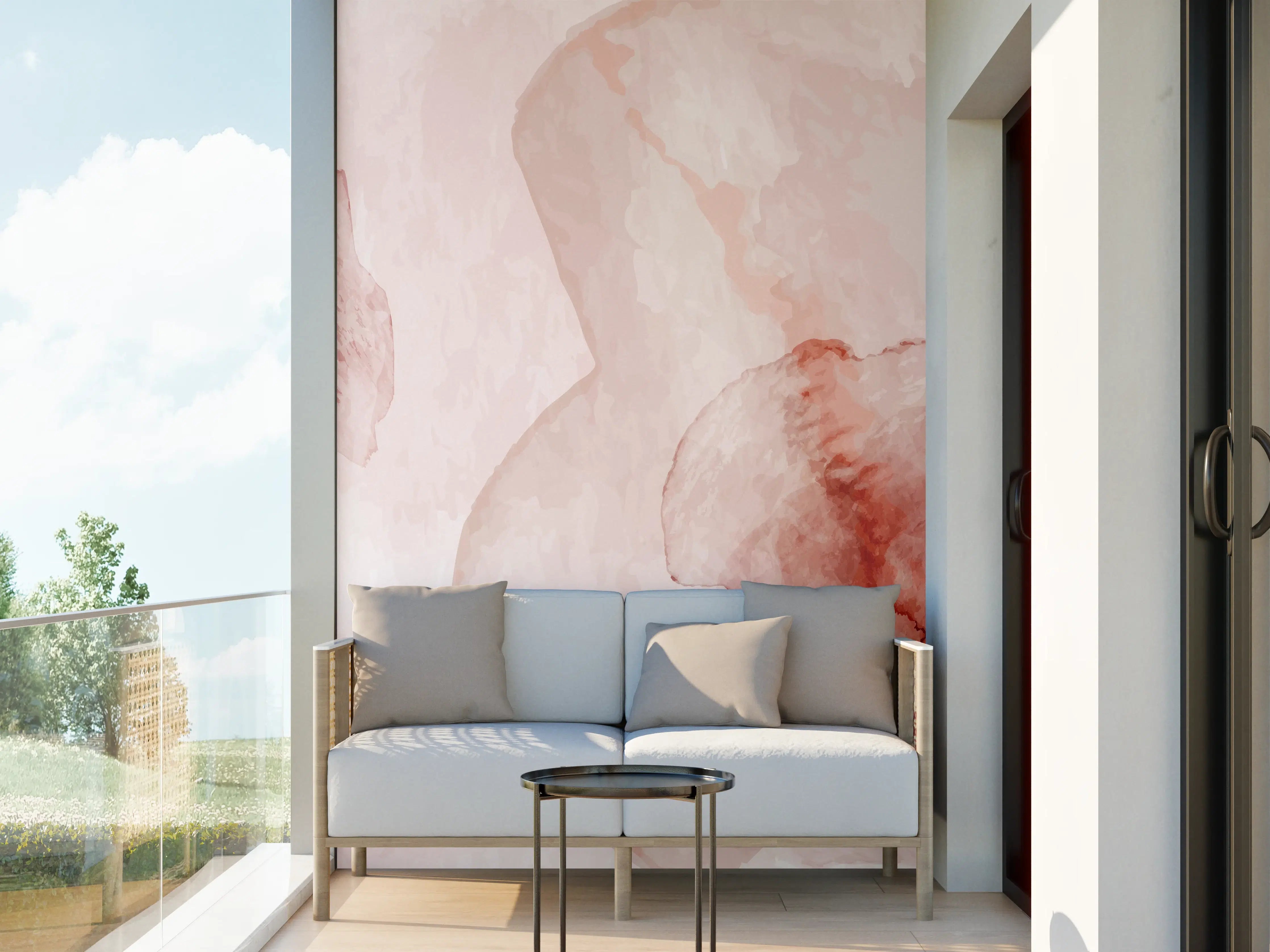 Wandverkleidung außen - Abstrakte Aquarell Rosa Töne