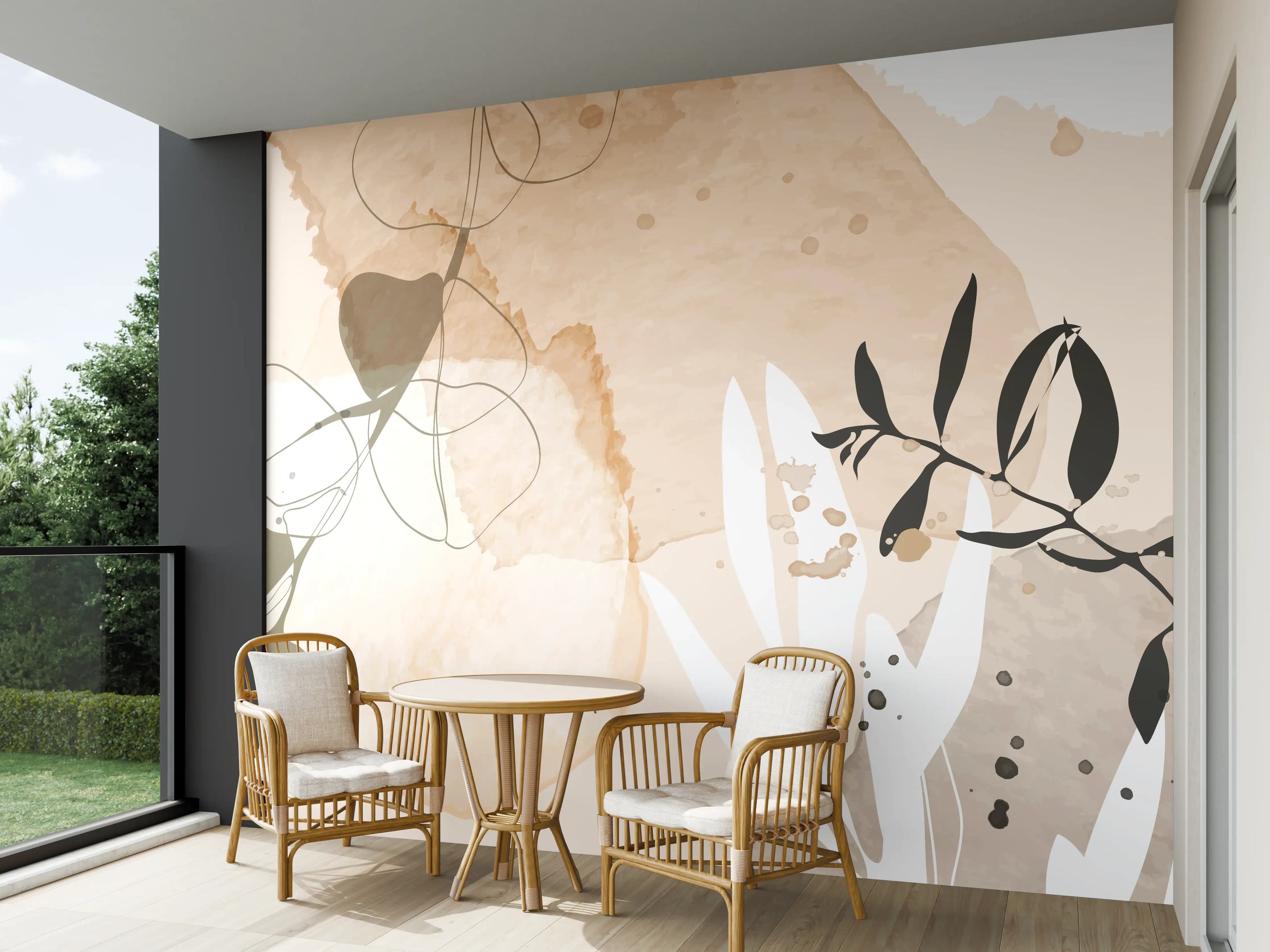 Wandverkleidung außen - Abstrakte Beige-Töne Kunst