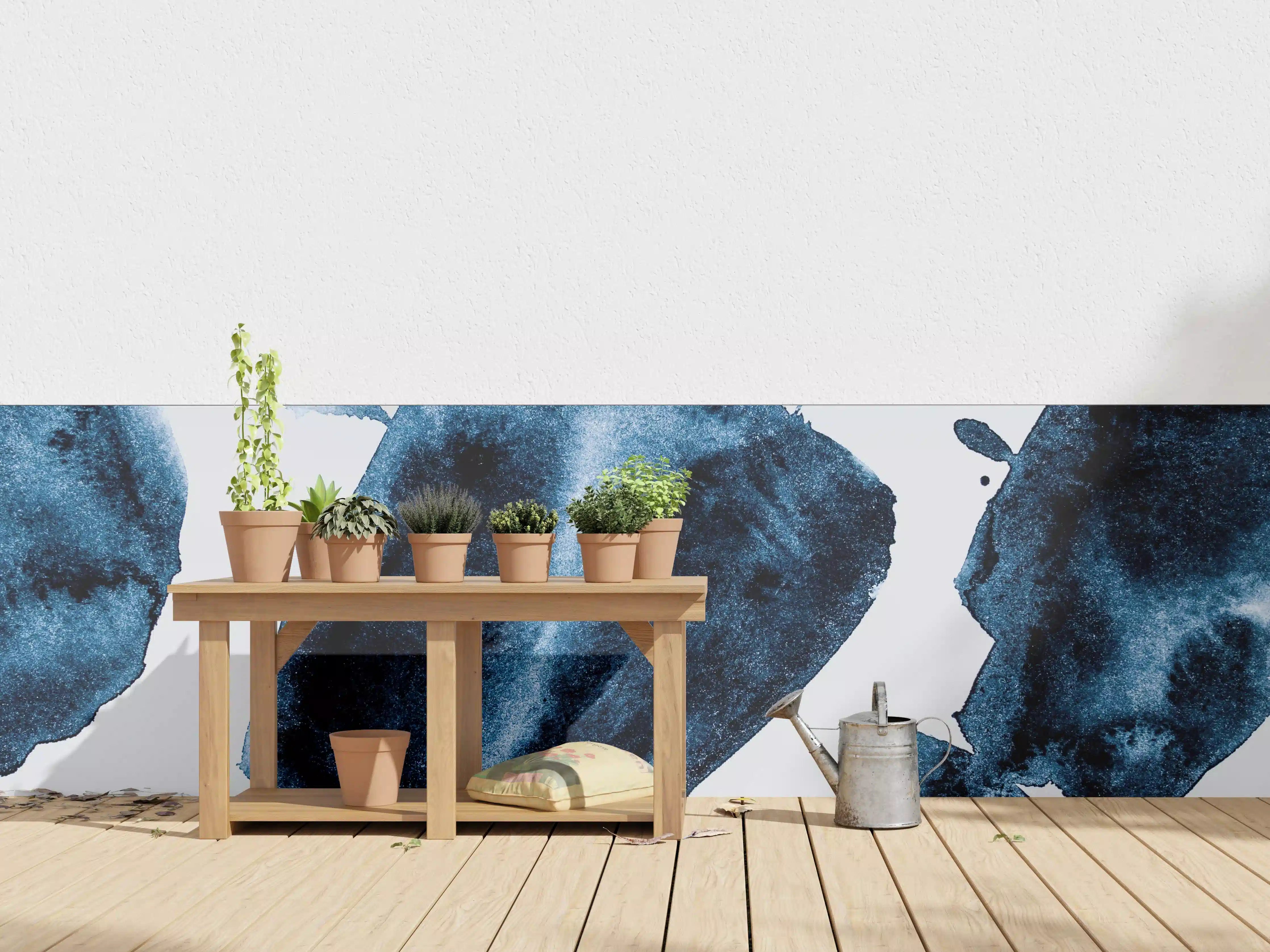 Wandverkleidung außen - Abstrakte Blaue Wasserfarben