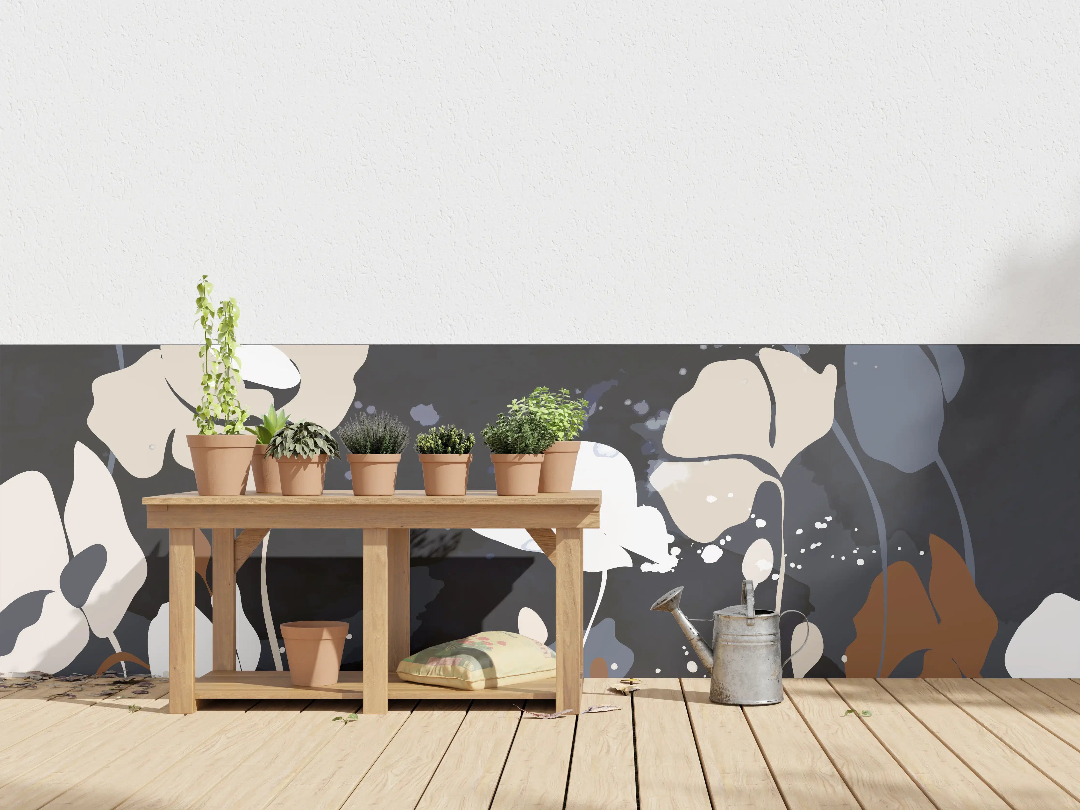 Wandverkleidung außen - Abstrakte Blumen Dunkles Design
