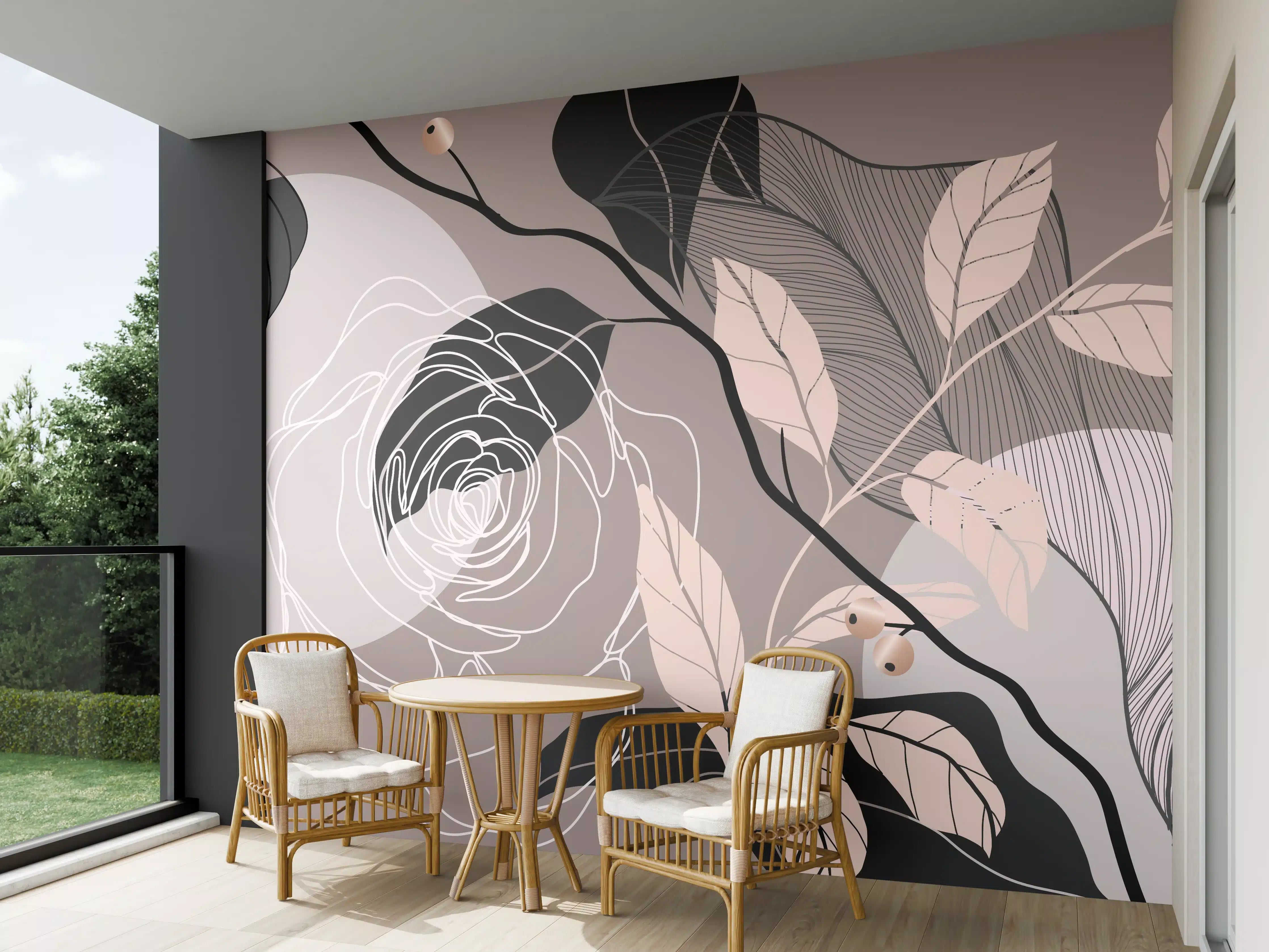 Wandverkleidung außen - Abstrakte Blumen Illustration