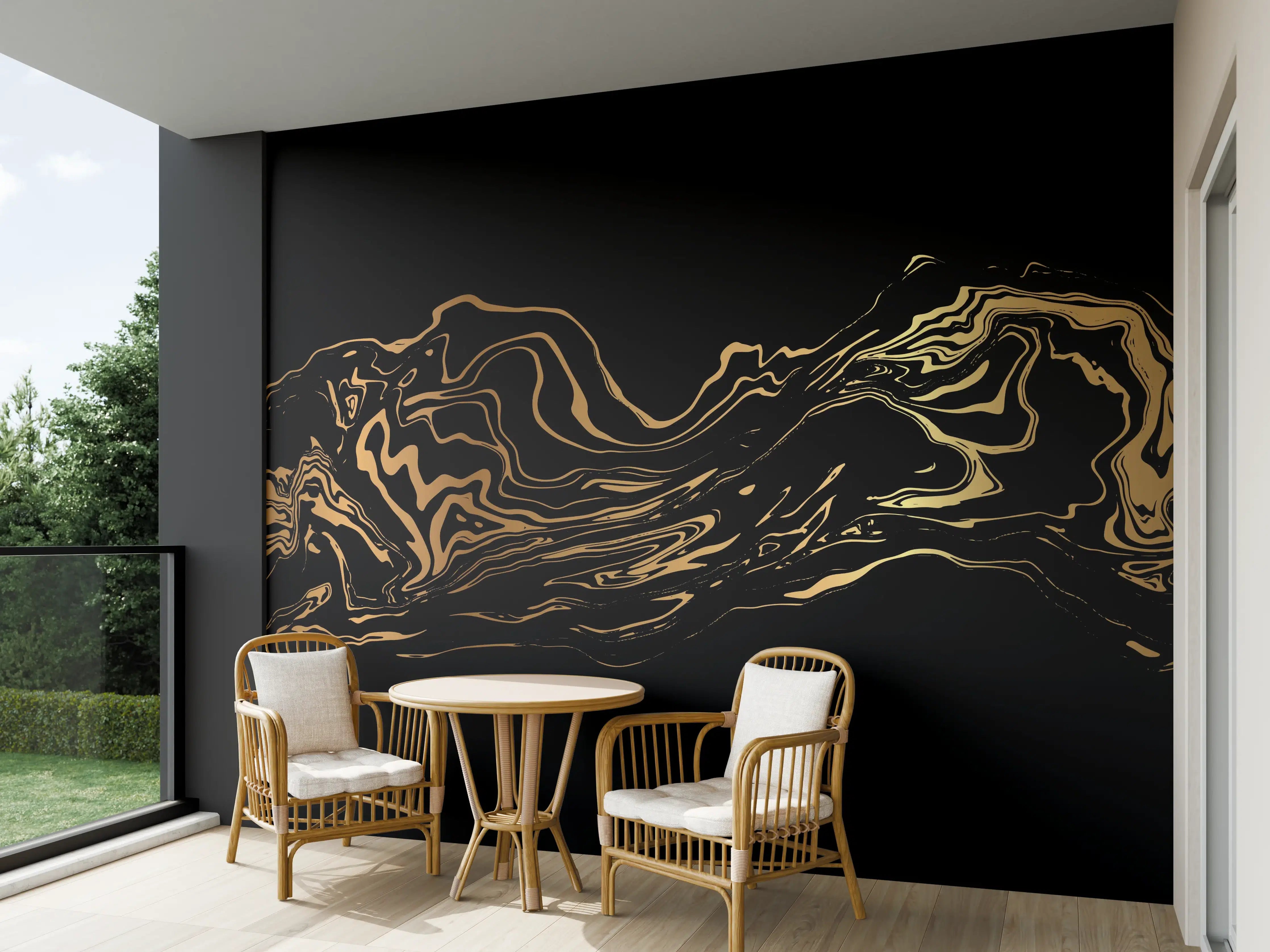 Wandverkleidung außen - Abstrakte Gold-Schwarz-Textur