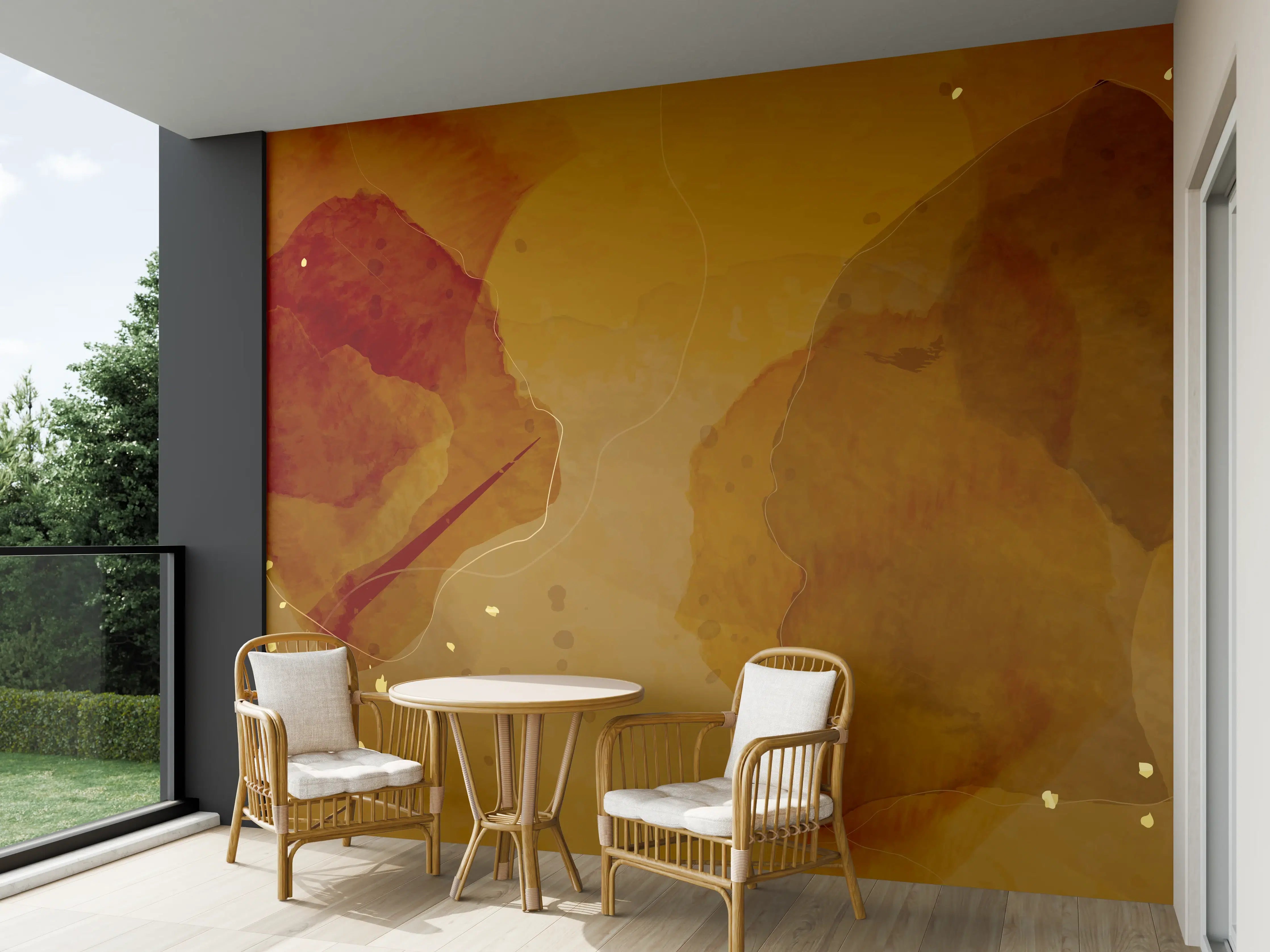 Wandverkleidung außen - Abstrakte Goldbraune Kunst