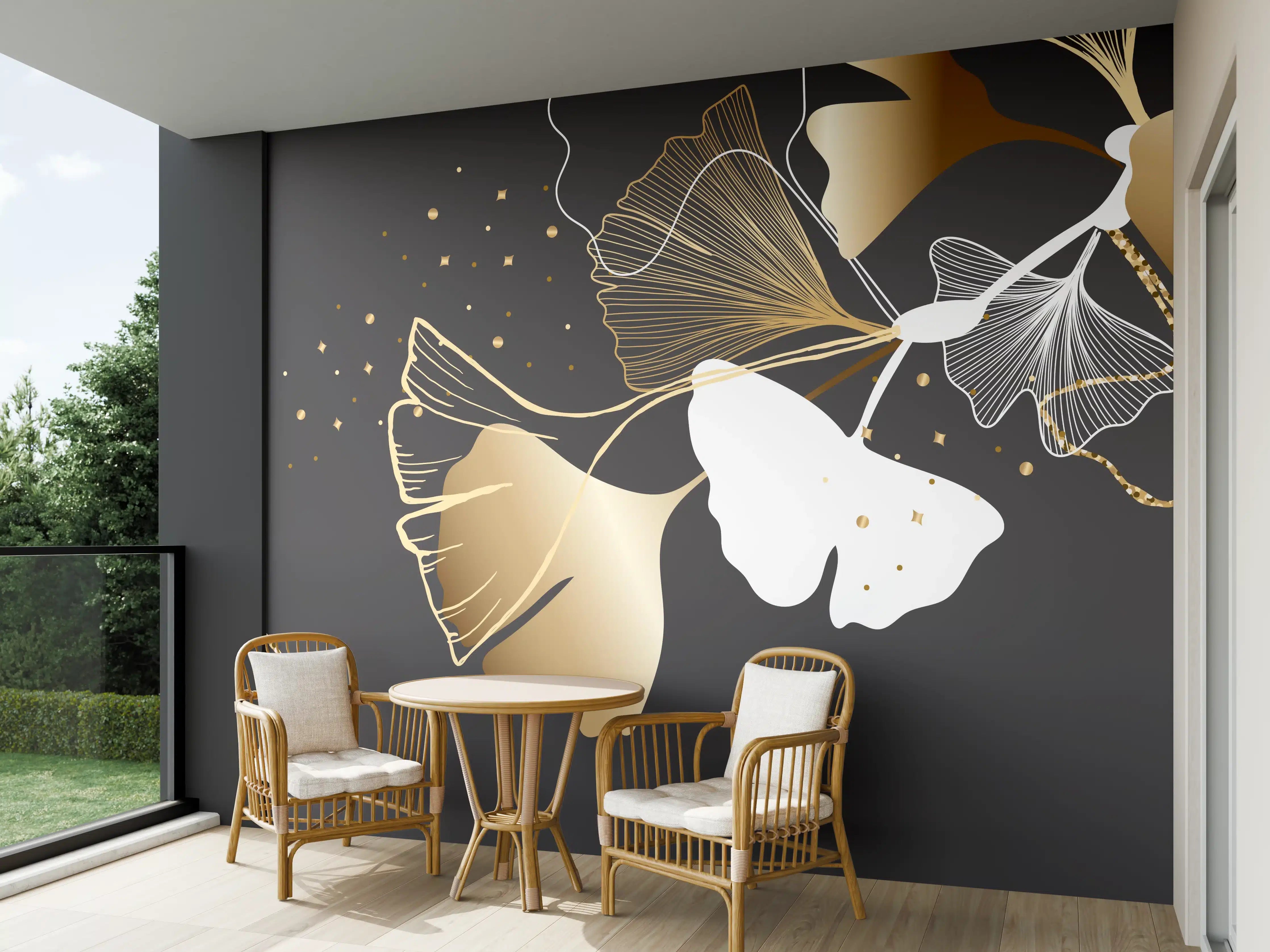 Wandverkleidung außen - Abstrakte Goldene Schmetterlinge