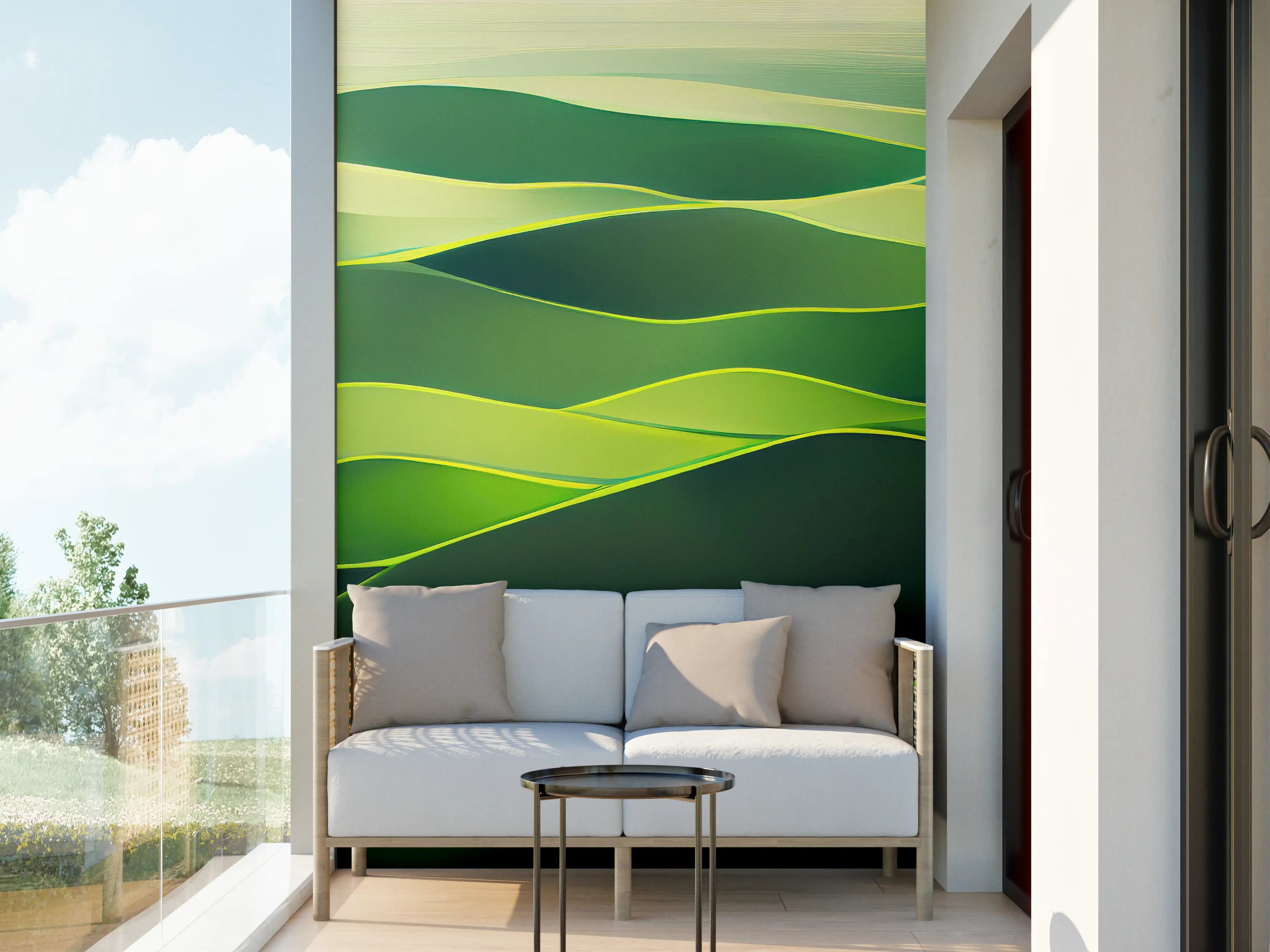Wandverkleidung außen - Abstrakte Grüne Landschaft Illustration
