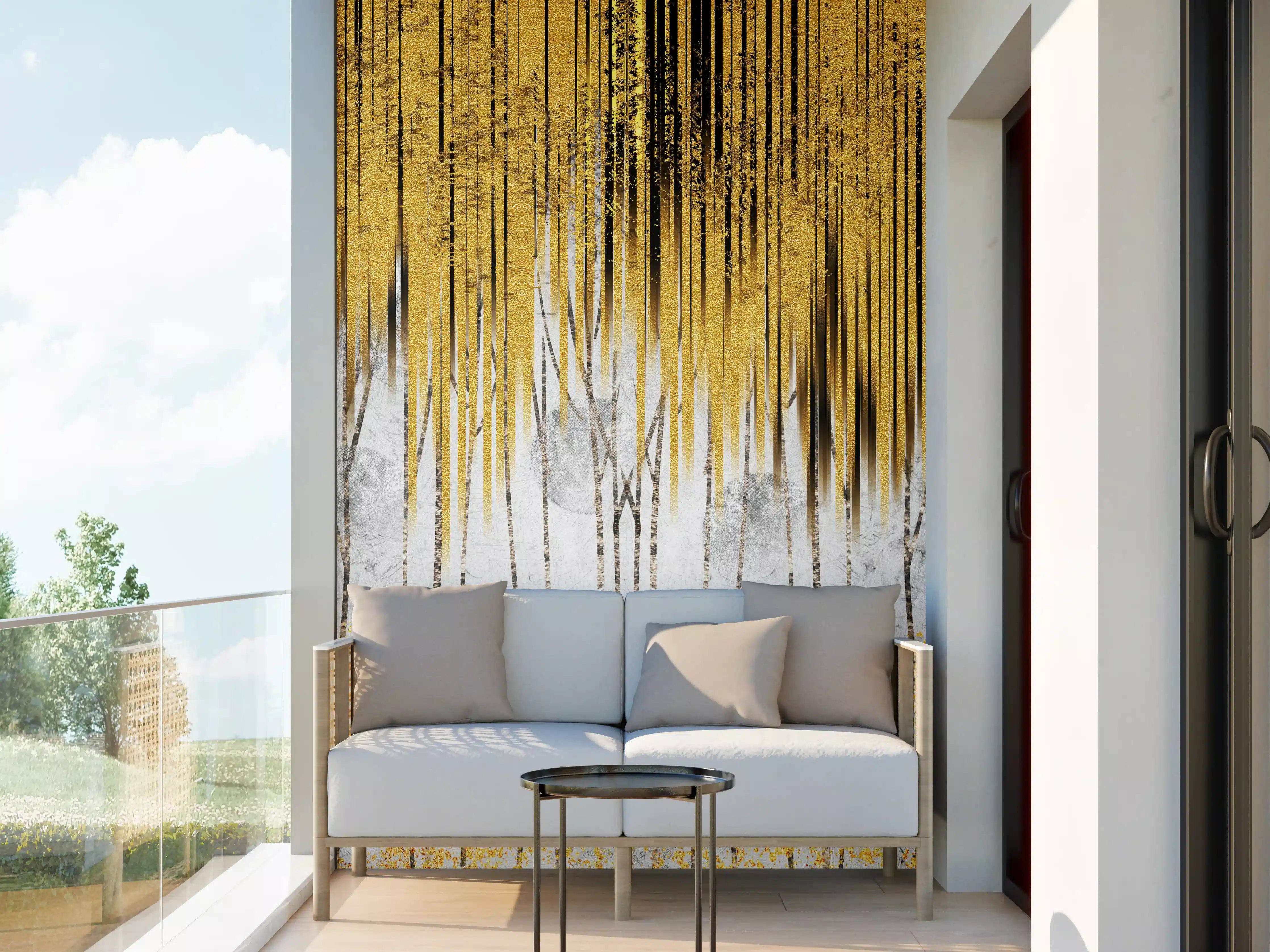 Wandverkleidung außen - Abstrakte Kunst Gold-Grau