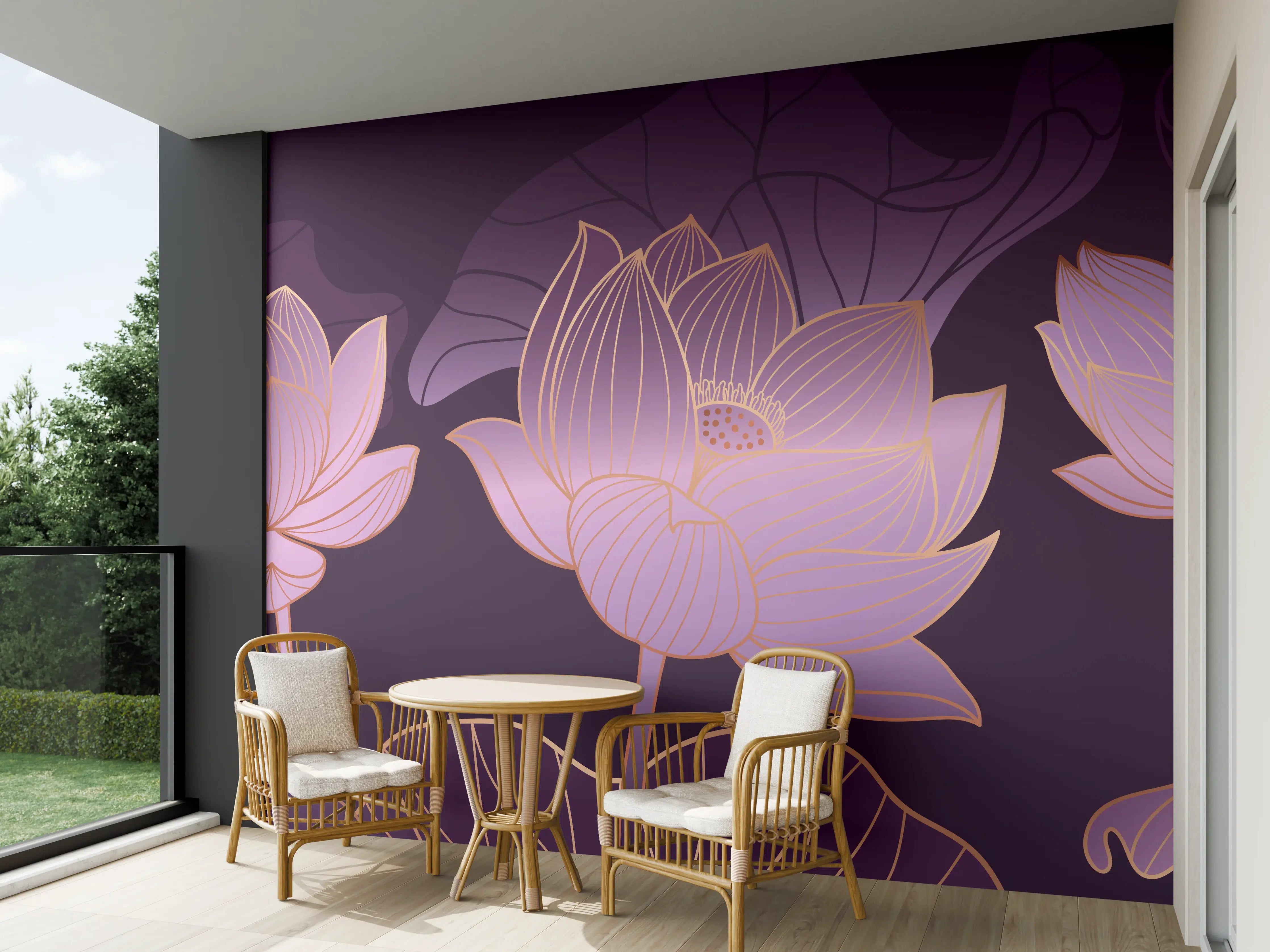 Wandverkleidung außen - Abstrakte Lila Lotus Illustration