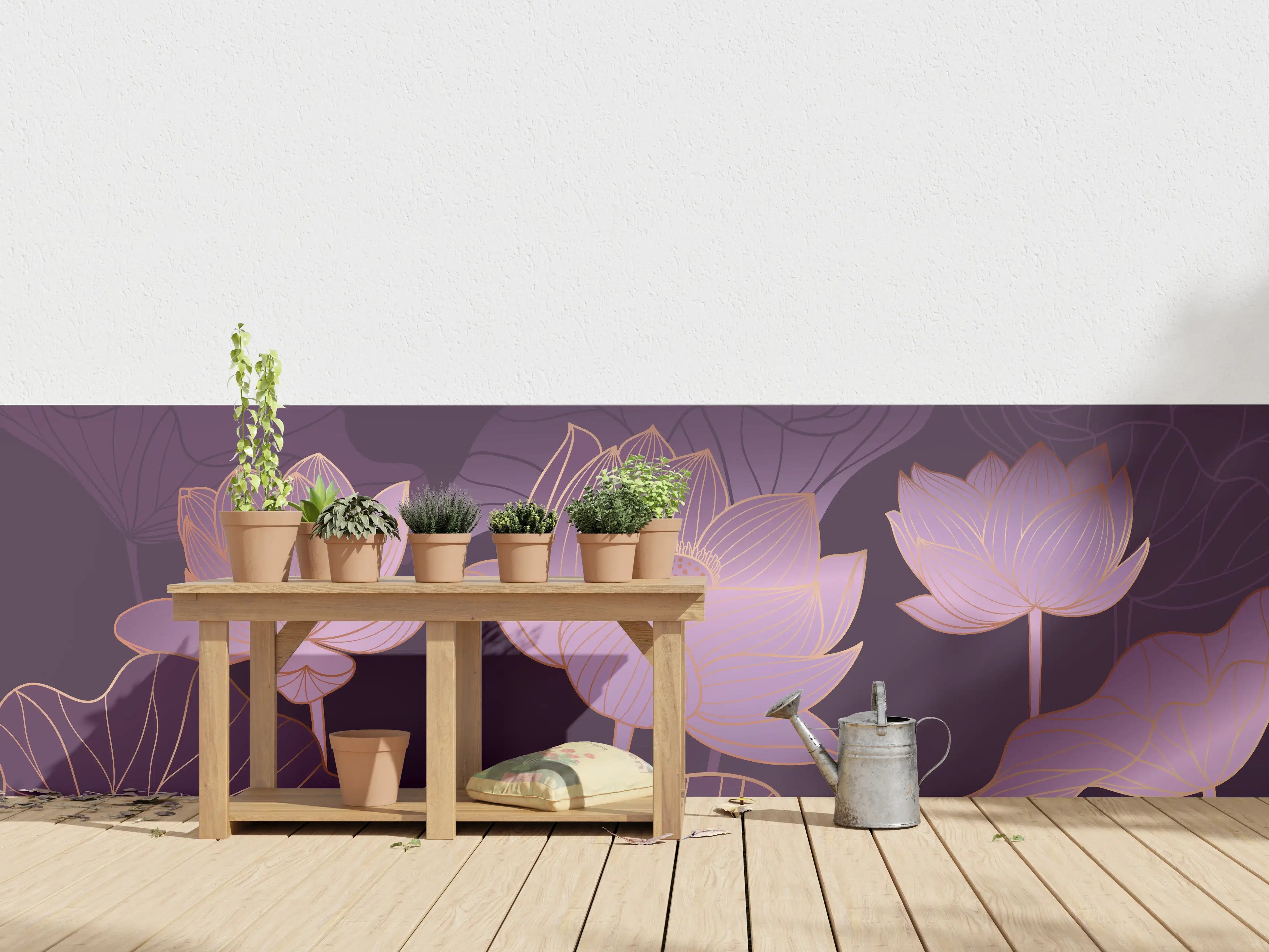 Wandverkleidung außen - Abstrakte Lila Lotus Illustration