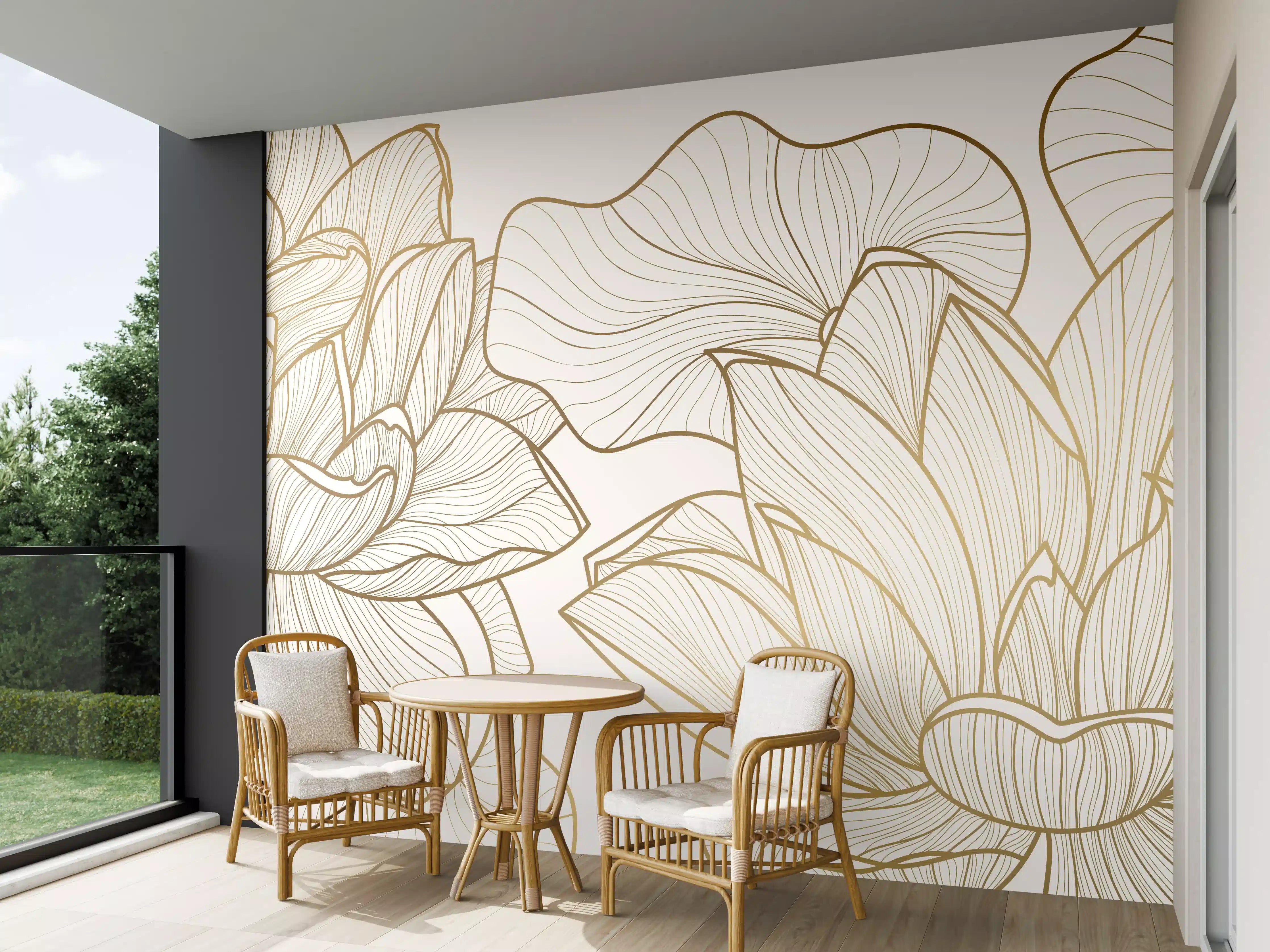 Wandverkleidung außen - Abstrakte Linien Blumenillustration