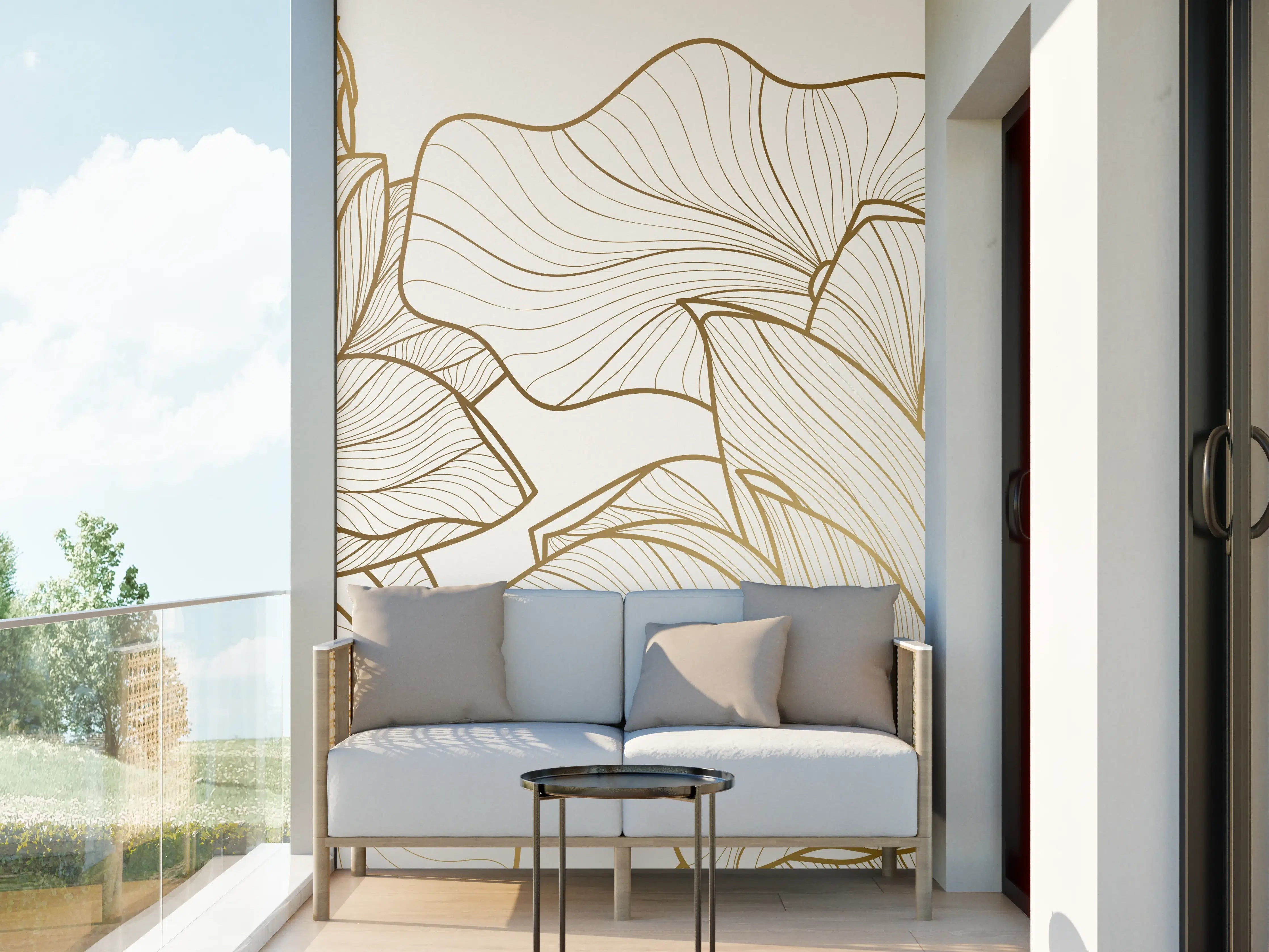 Wandverkleidung außen - Abstrakte Linien Blumenillustration