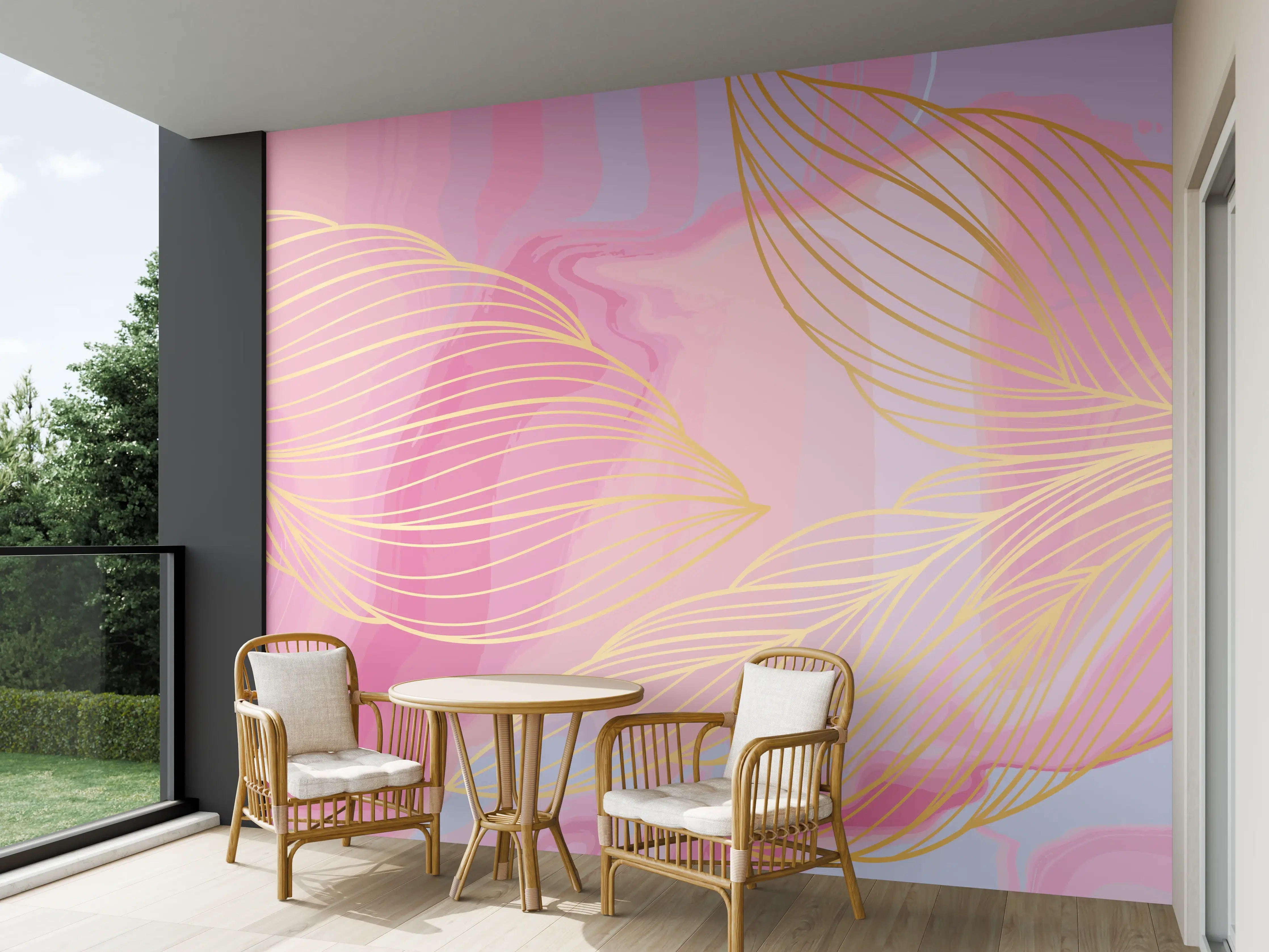Wandverkleidung außen - Abstrakte Rosa Wellen Kunst