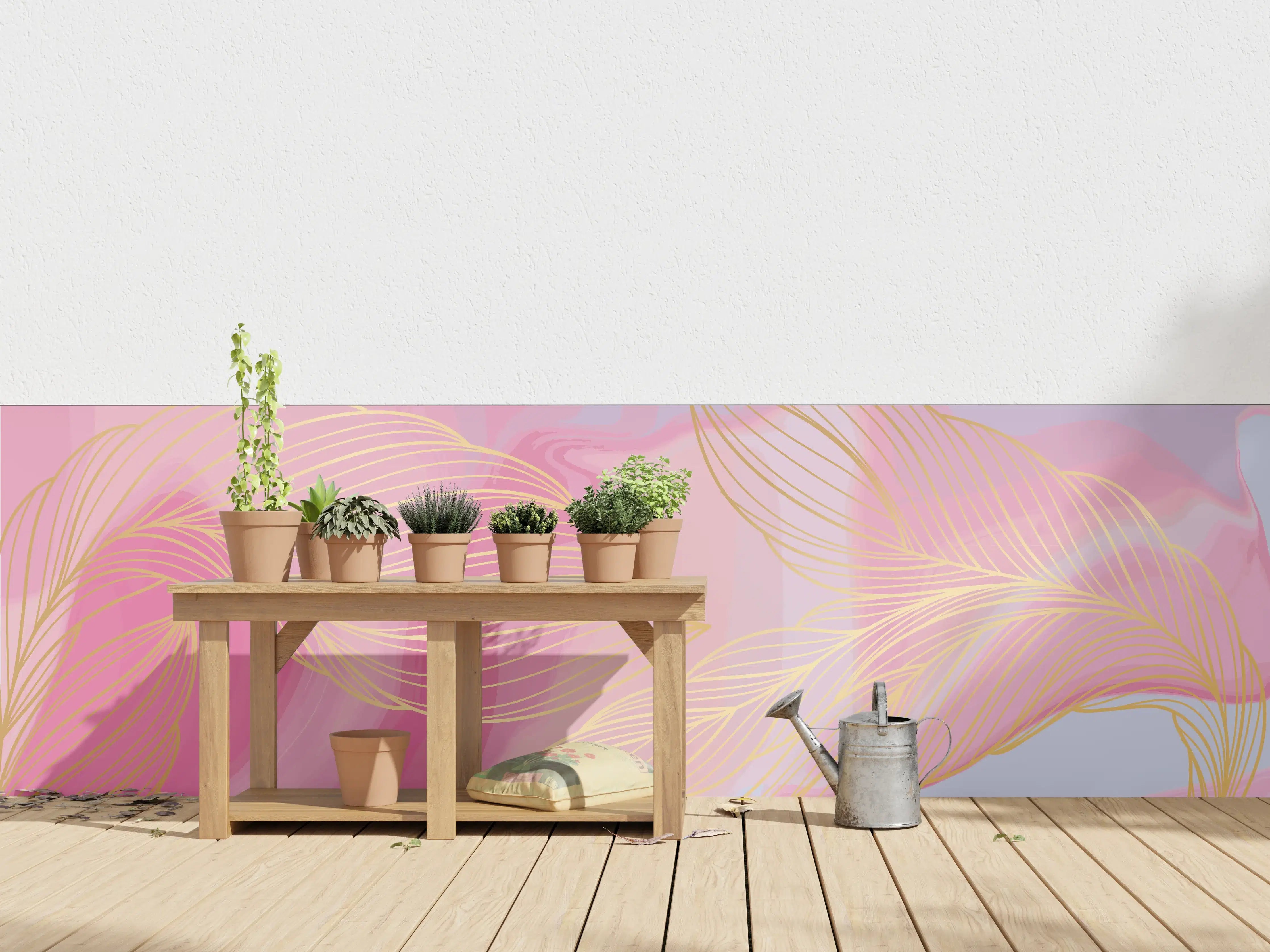 Wandverkleidung außen - Abstrakte Rosa Wellen Kunst